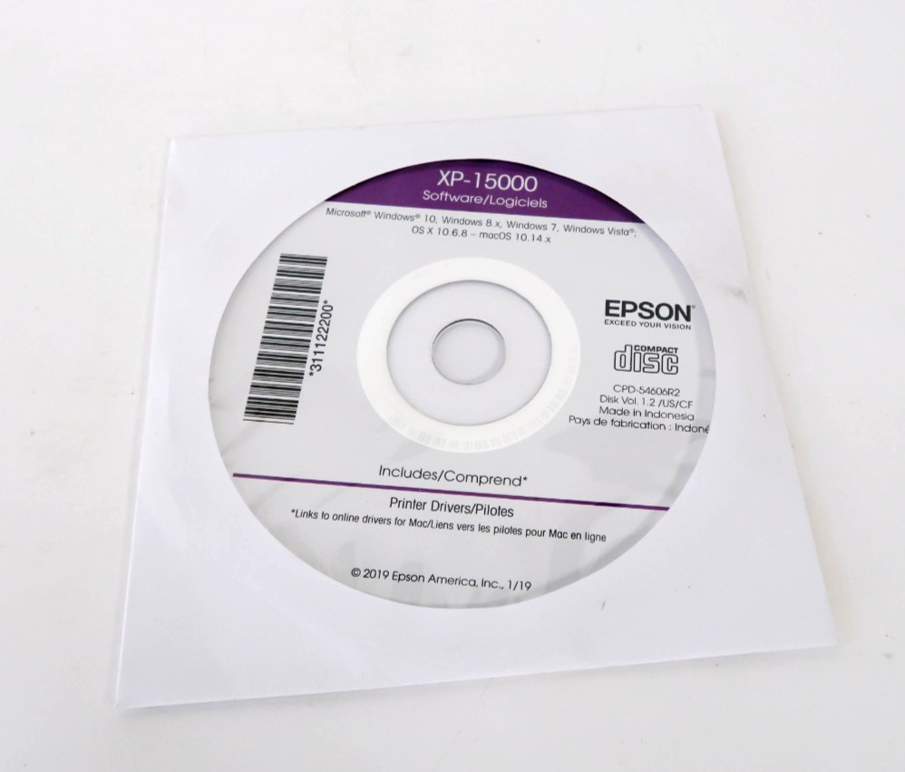 NEW SEALED Epson XP-15000 Printer Software Driver CD Disc Vol 1.2 CPD-54606R7