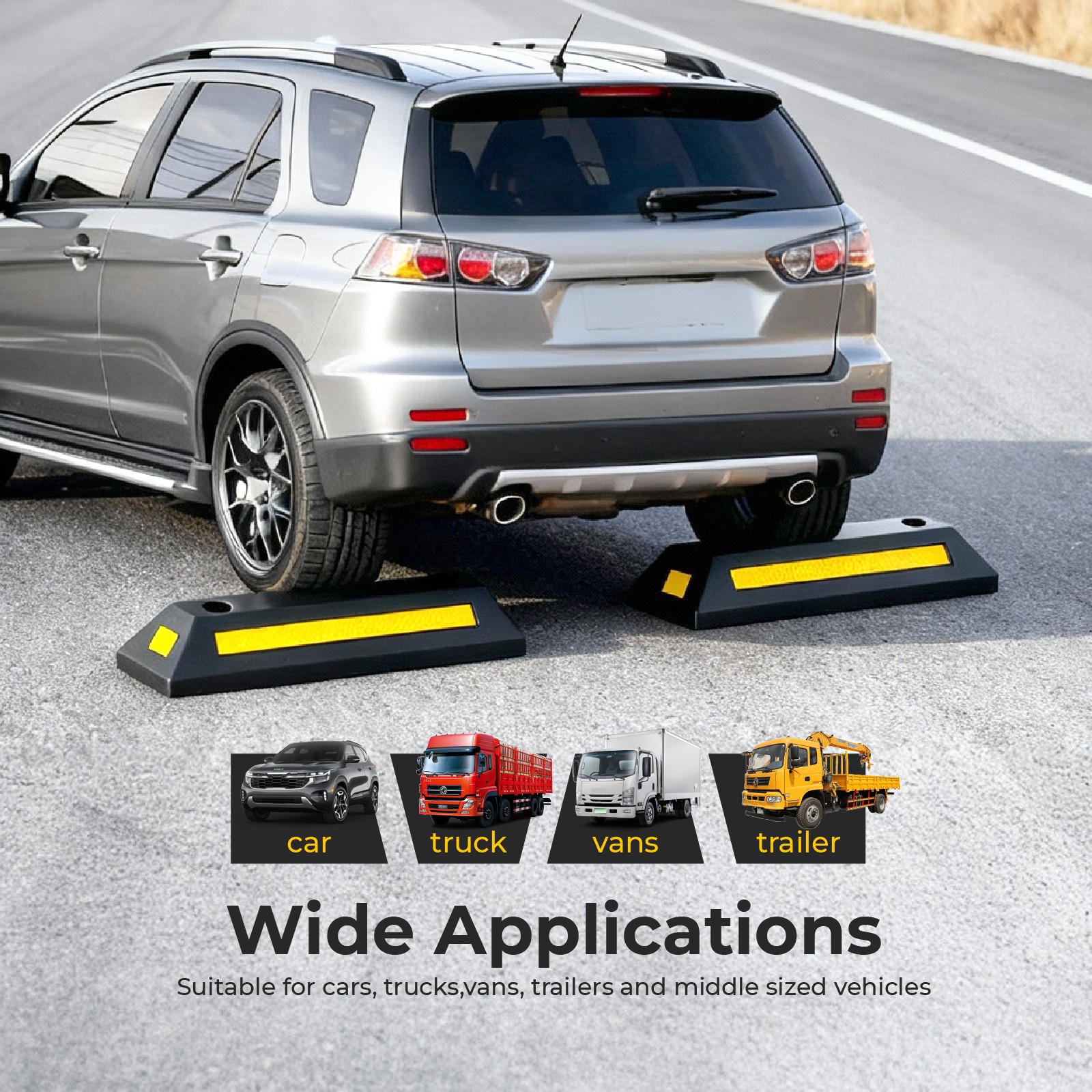 Heavy Duty Rubber Car Parking Stopper 2 Pcs Tire Wheel Stops for Parking Safety