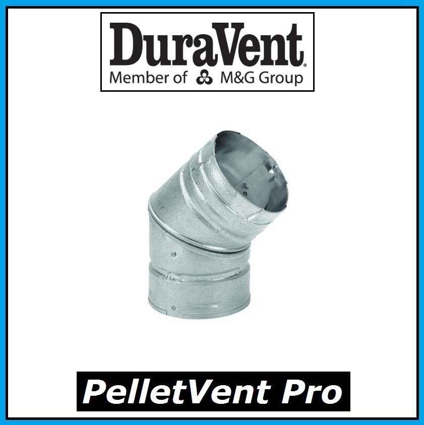 DURAVENT PELLETVENT PRO Pipe 3" Diameter 45 Degree Elbow #3PVP-E45 PELLET PIPE
