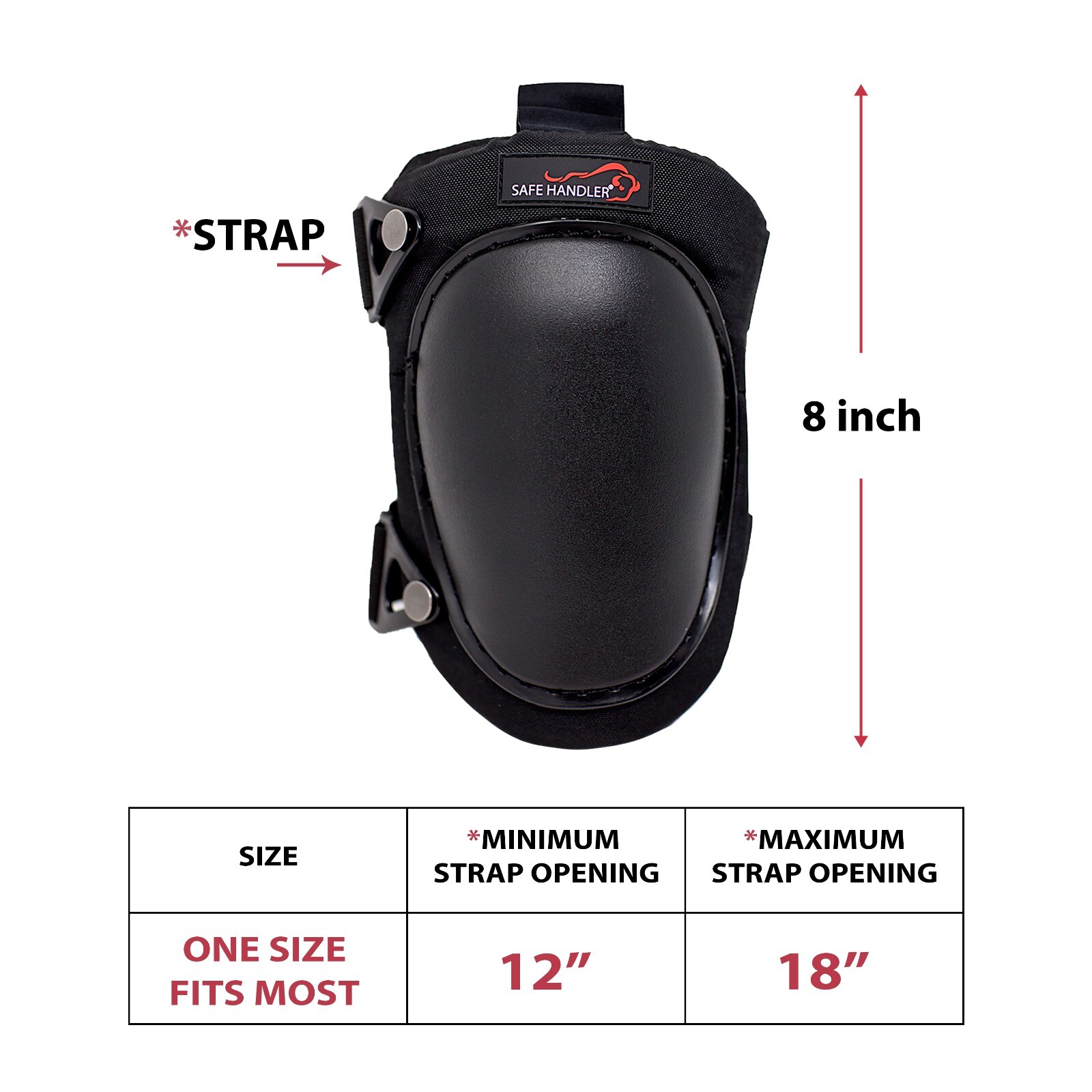 Professional Knee Pads with High Density PP Cap, Hook Closer, Black (1 Pair)