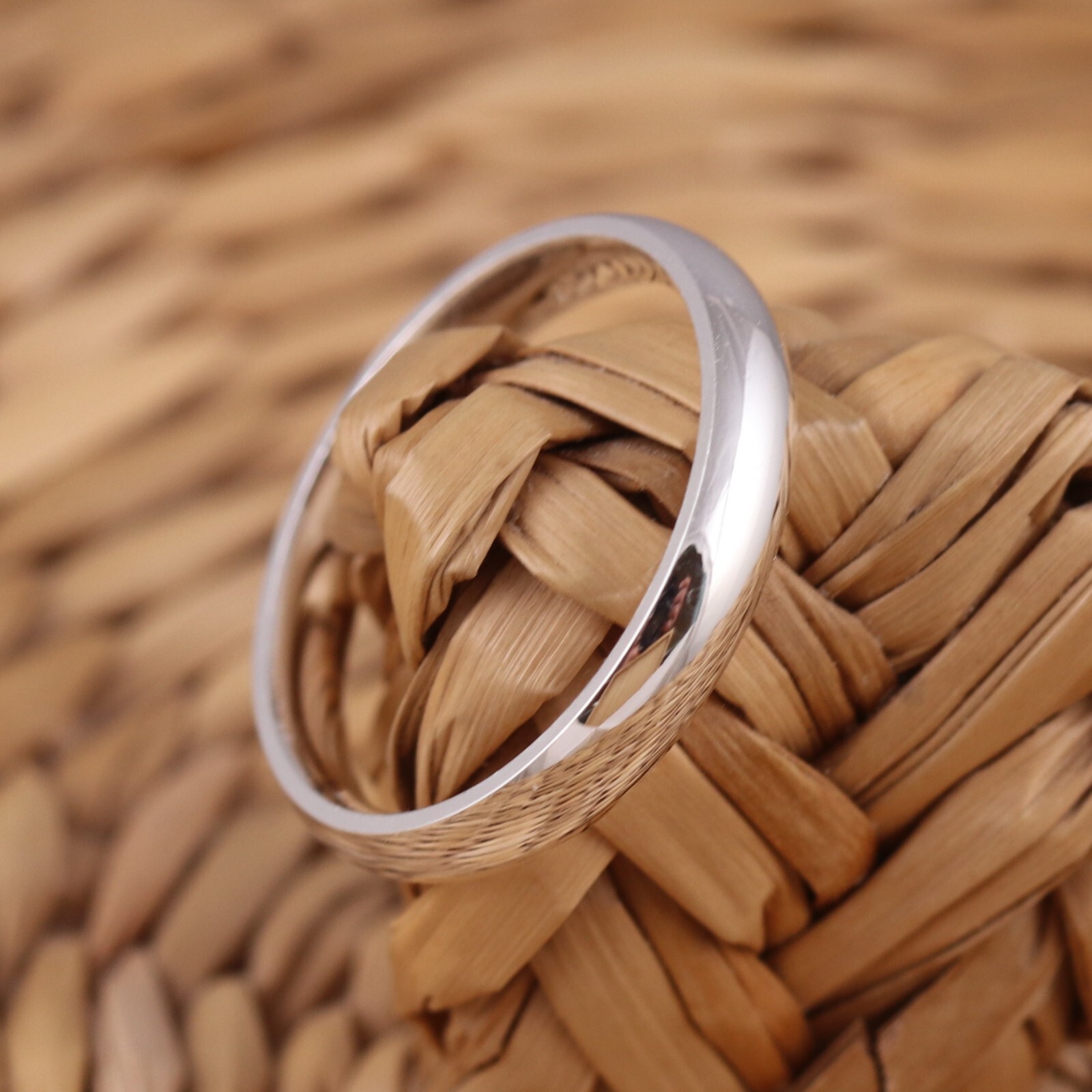 Solid 925 Sterling Silver Plain Wedding Band Ring Comfort Fit D-Shaped Thumb