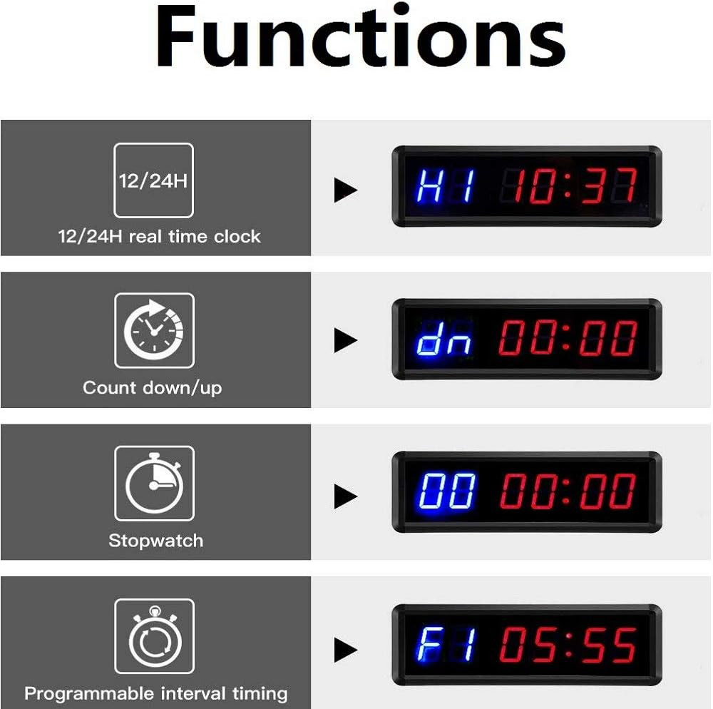 LED Interval Timer Count Down/Up Clock Stopwatch with Remote for Home Gym Fitnes