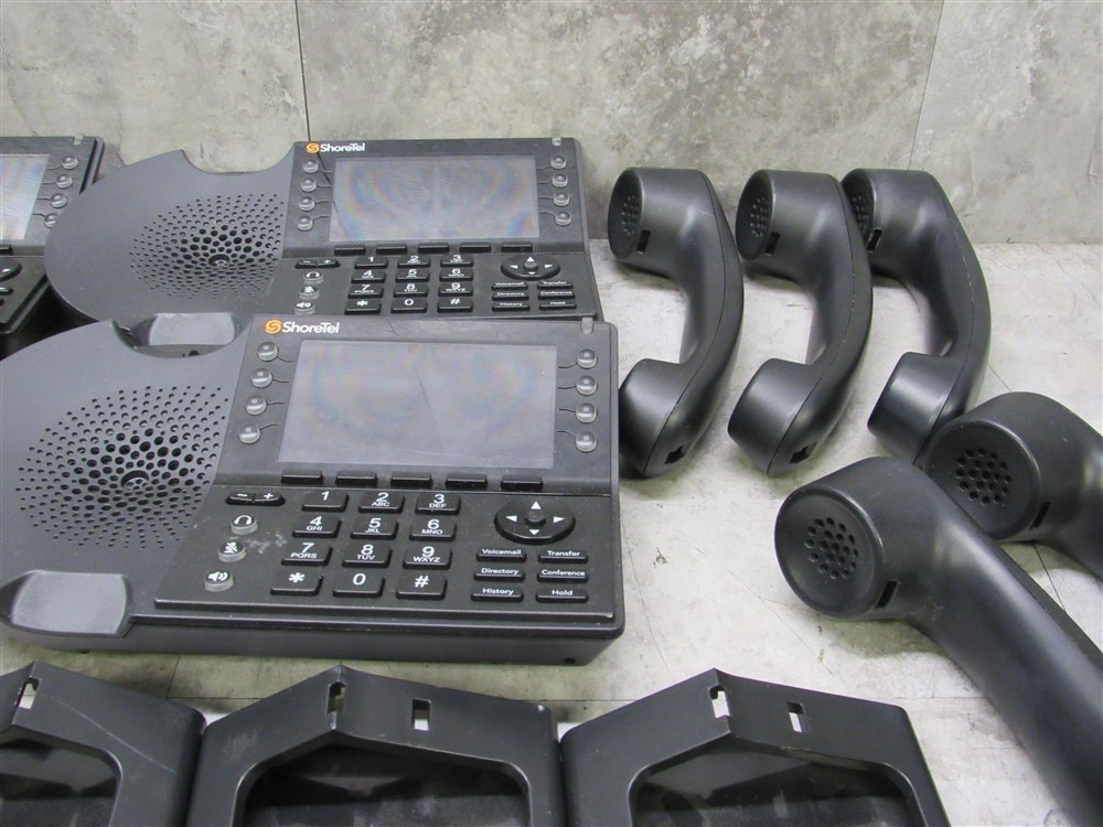 Lot of 5 Shoretel/Mitel IP485G 8-Line Backlit Screen Office Telephones w/ Stand