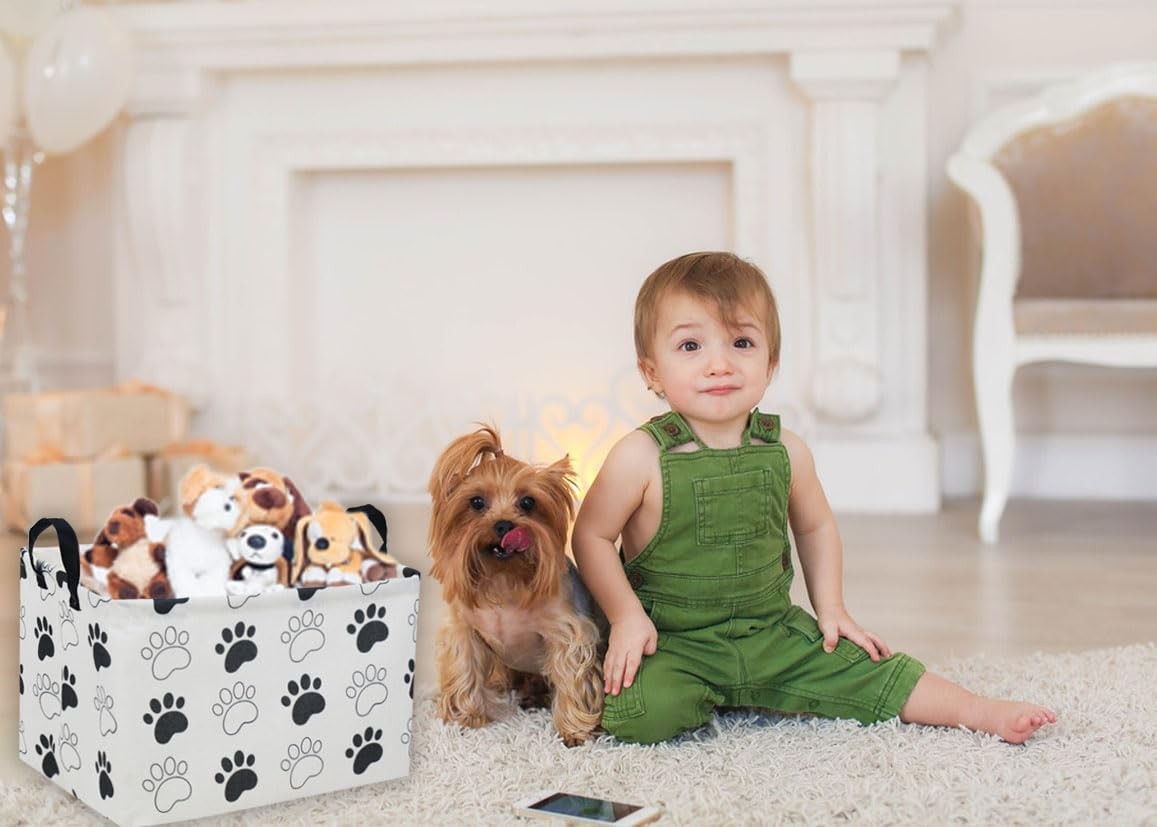 Cesta rectangular para perros, cesta de almacenamiento para niños con asas