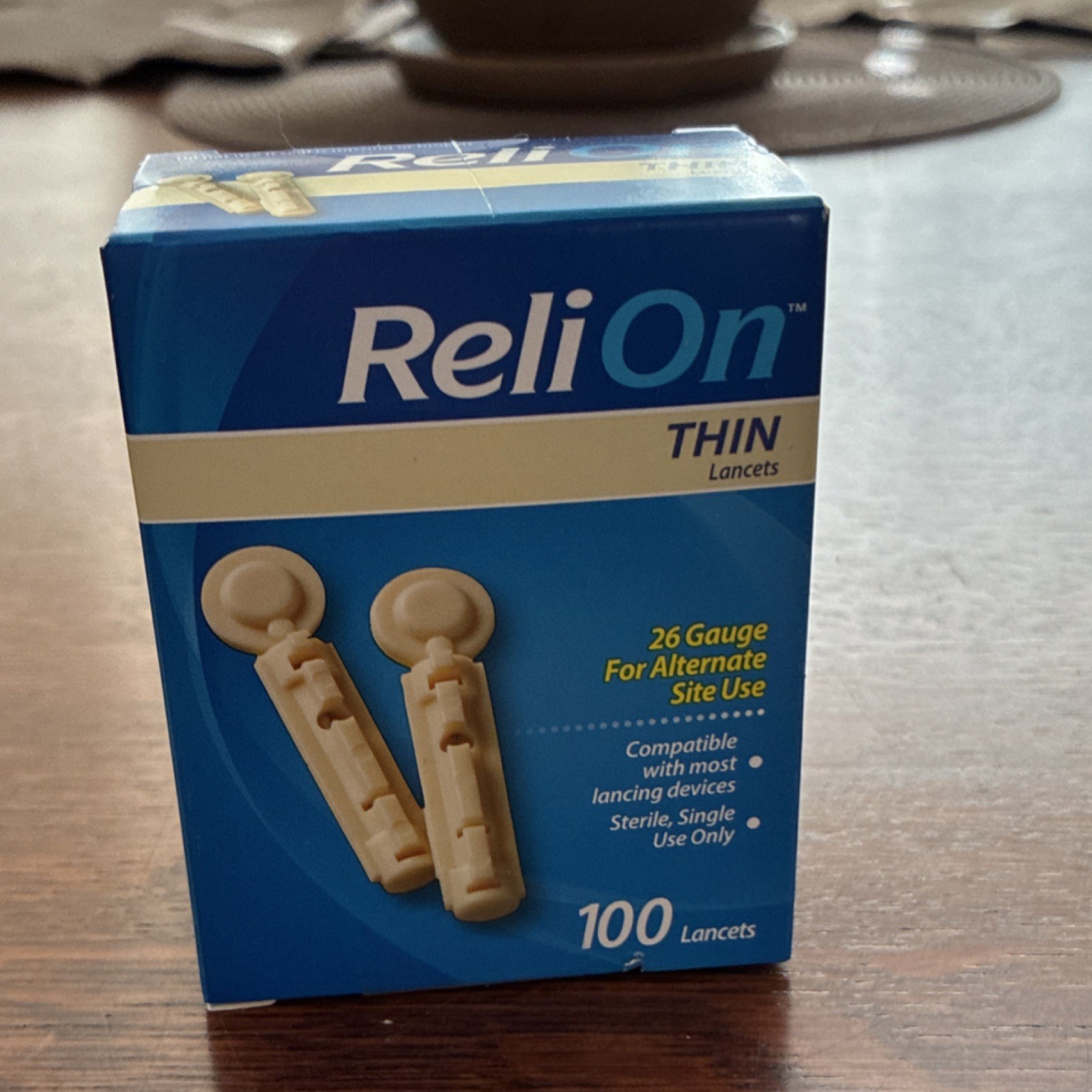 ReliOn Thin Lancets 26G Single Use Sterile 100 Count Exp 2027-08-31 MPN K2798