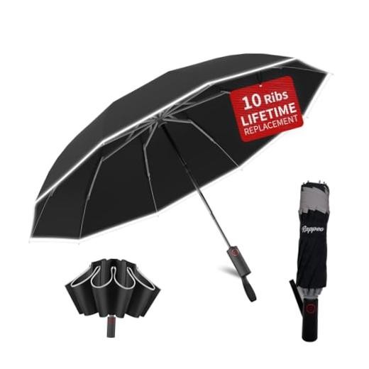 4-in-1 Inverted Travel Umbrella Compact, Automatic Large Umbrellas 46 IN Black