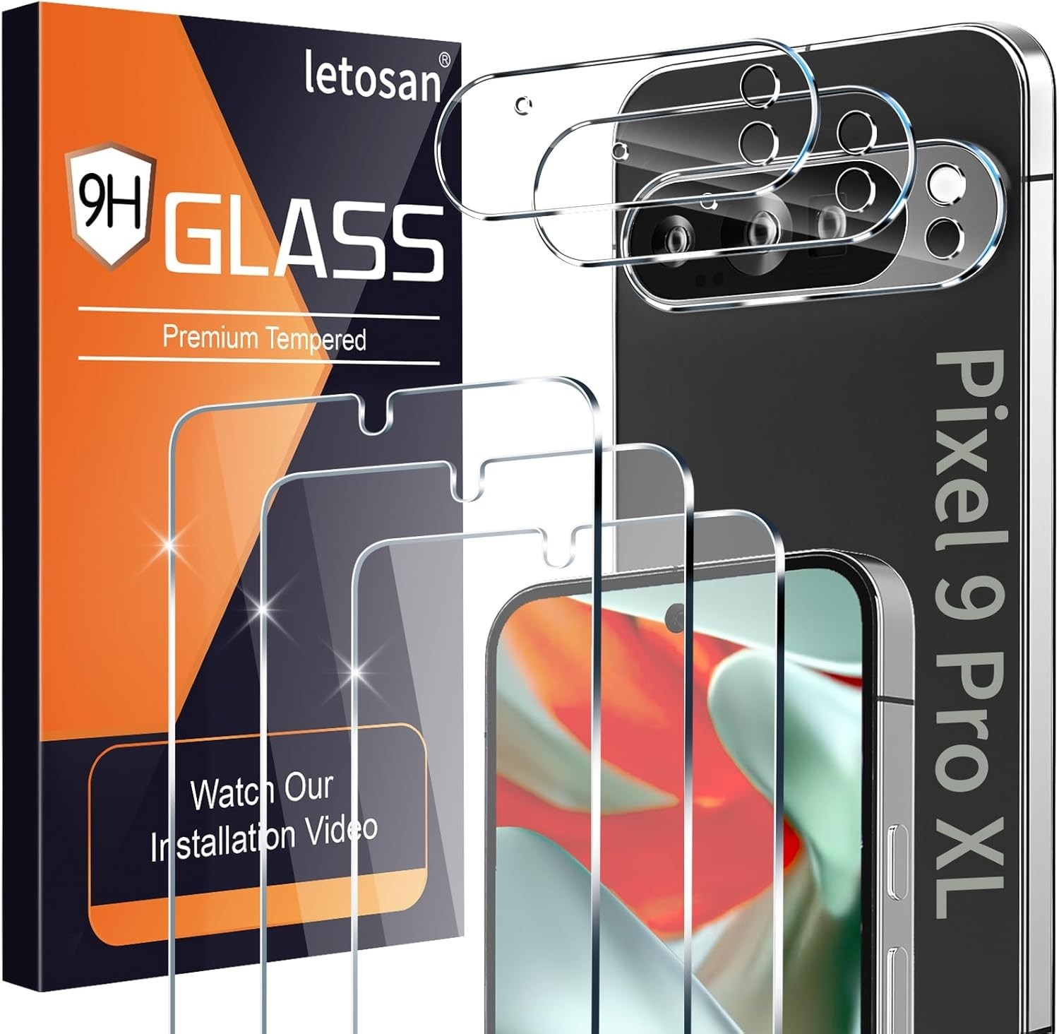 3 Pack for Google Screen Protector Tempered Glass + 3 Pack Camera Lens Protec...