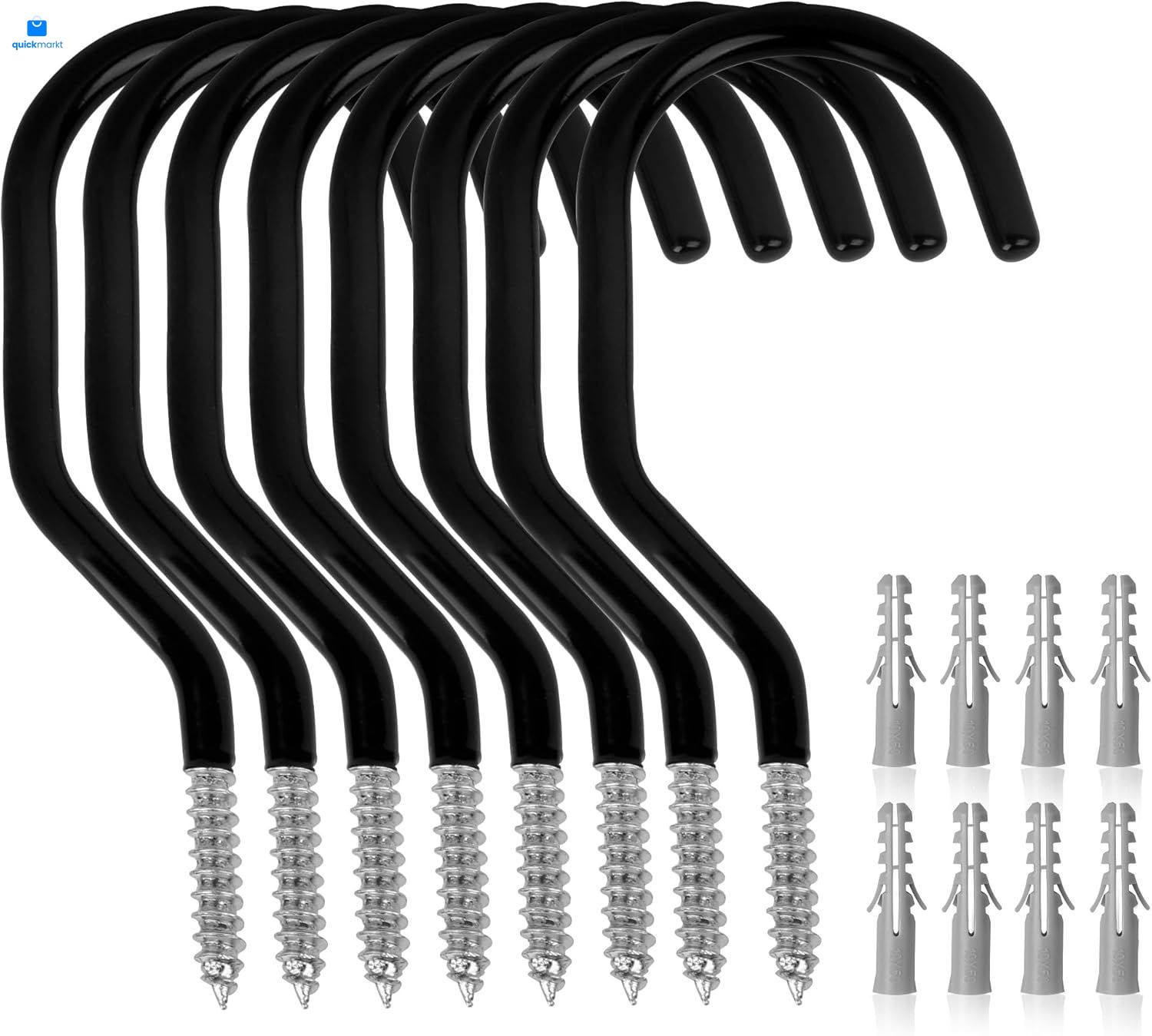 8-Pack Heavy Duty Bike Hook, Loading Capacity 100 LBS, 6 inch, 6 Inch, Black