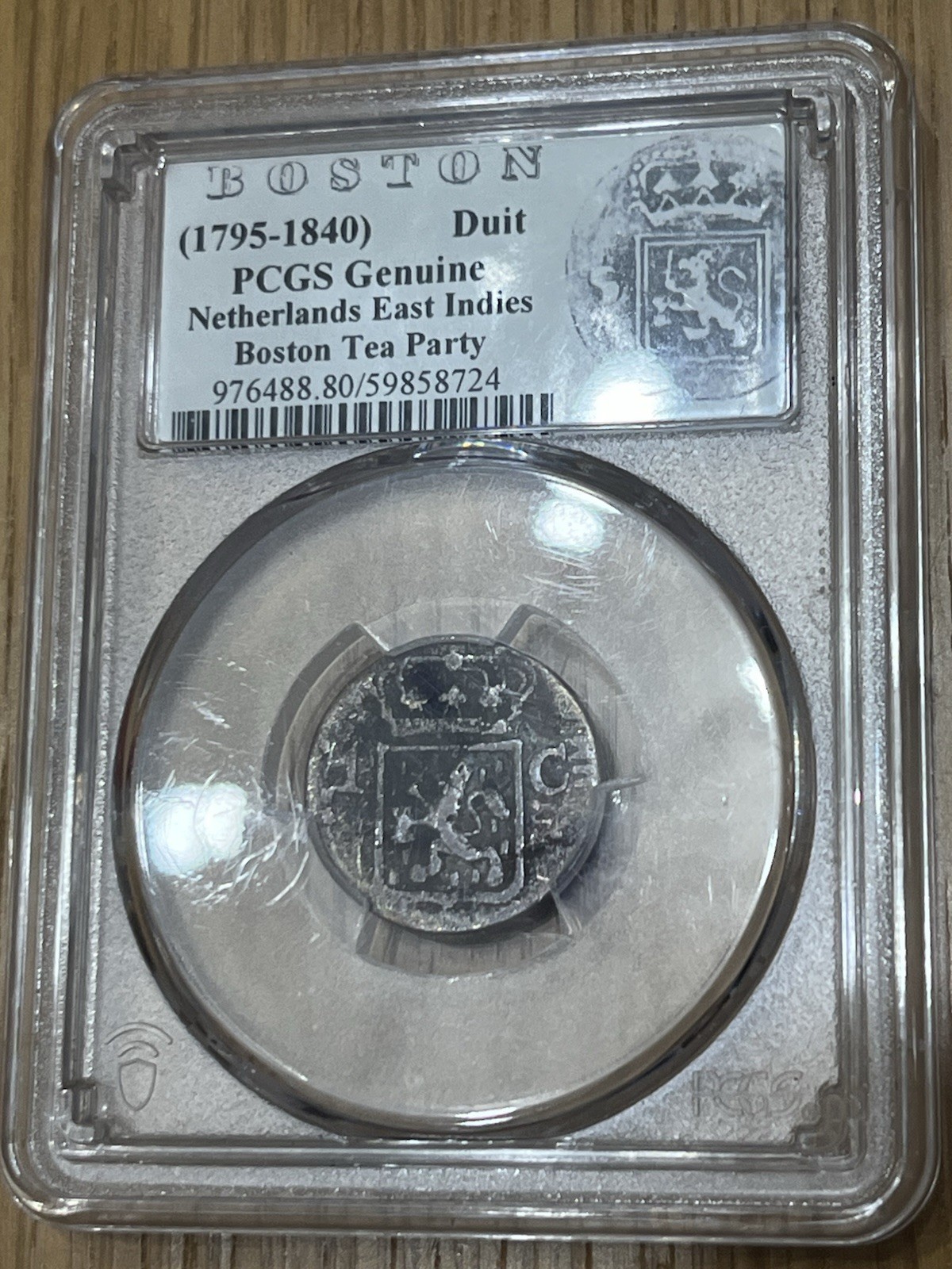 PCGS Netherlands East Indies Boston Tea Party 1 Duit 1839