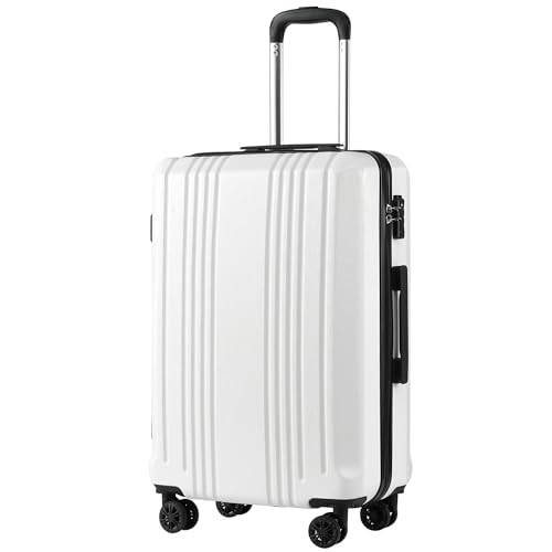 Luggage Suitcase PC+ABS with TSA Lock Spinner Carry on Hardshell M(24IN) white