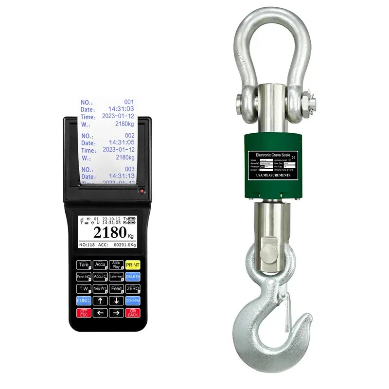 Washdown Safe 2,000 lb Crane Scale Wireless Display & Printer 300 ft Range