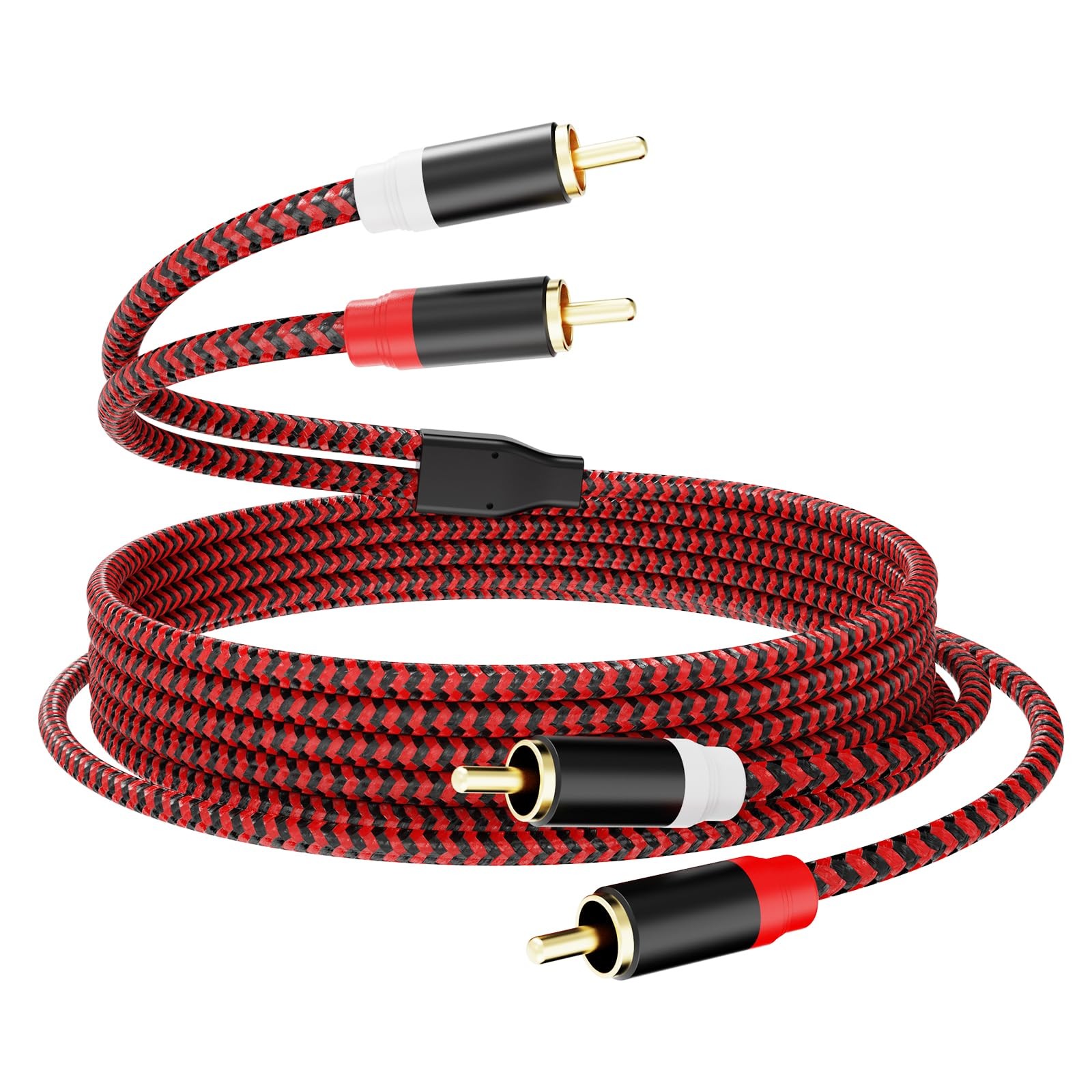RCA Cable 3Ft,2Rca Male to 2-Rca Audio Stereo Subwoofer 3Ft/1M, Red