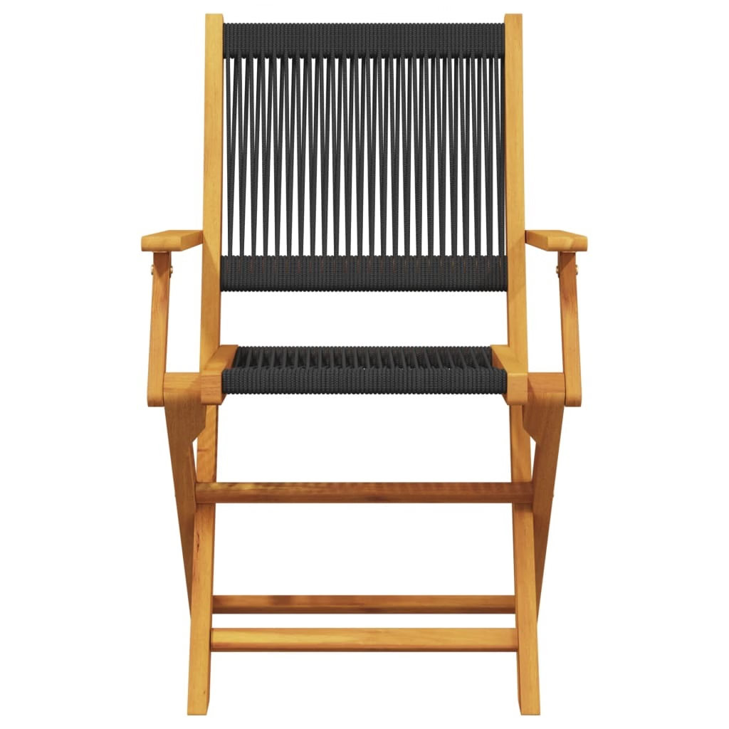 Patio Chairs 2 pcs Black Solid Wood Acacia and Polypropylene