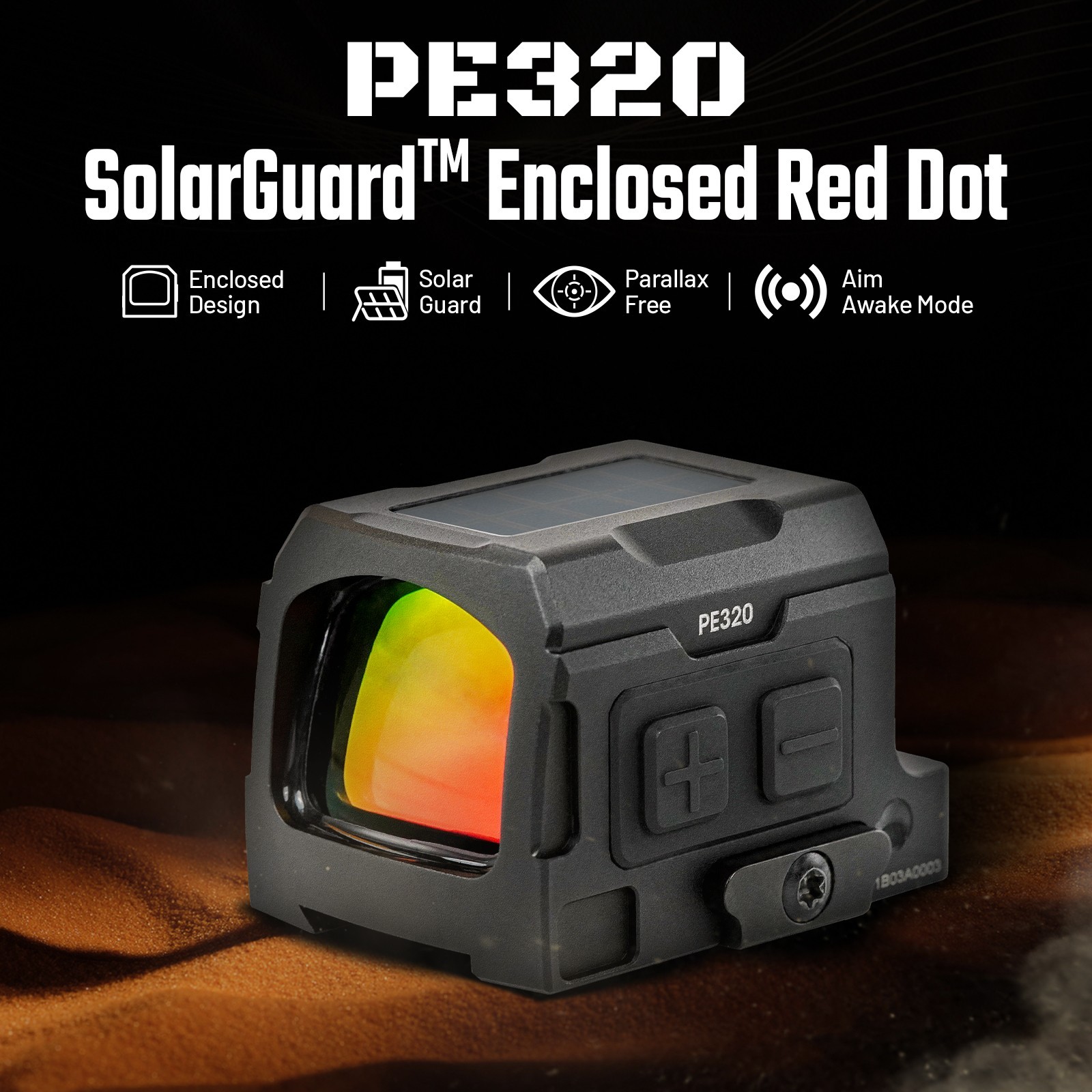 AIMWIN PE320 Enclosed Red Dot Sight with SolarGuard 3 MOA Dot & 36 MOA Circle