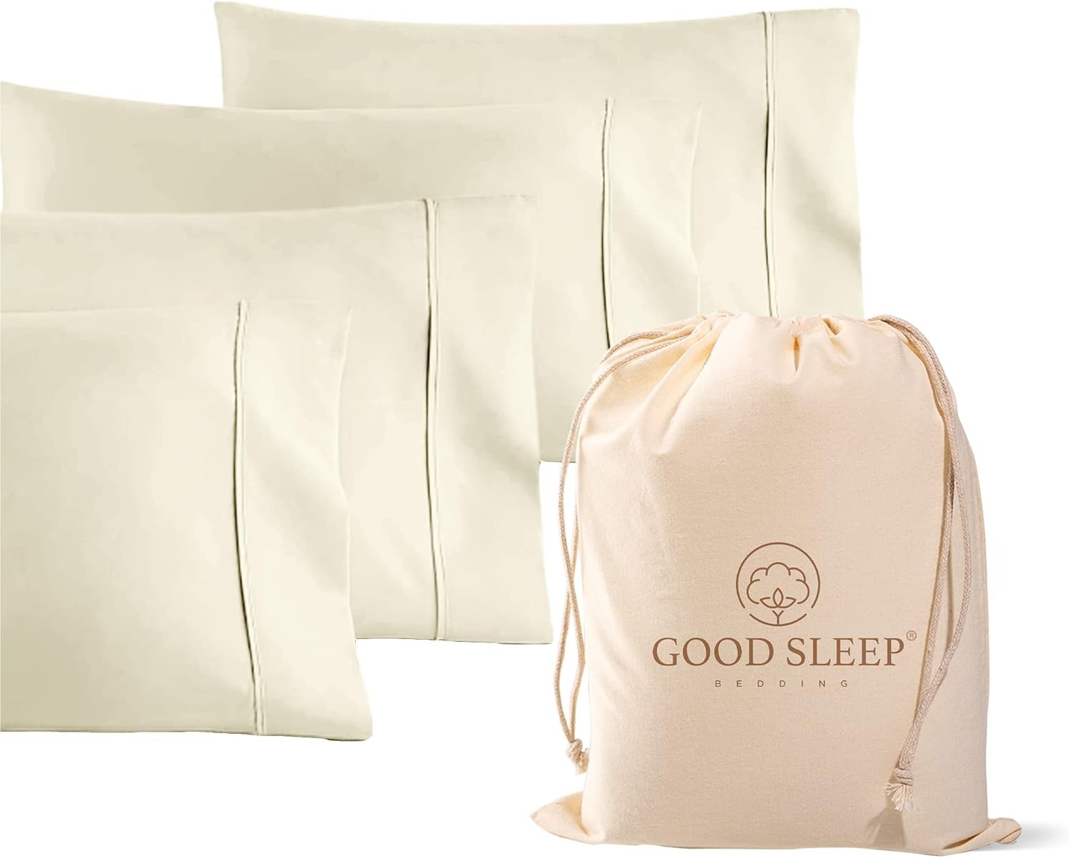 1000 ivory white king pillowcase sets, satin weave,