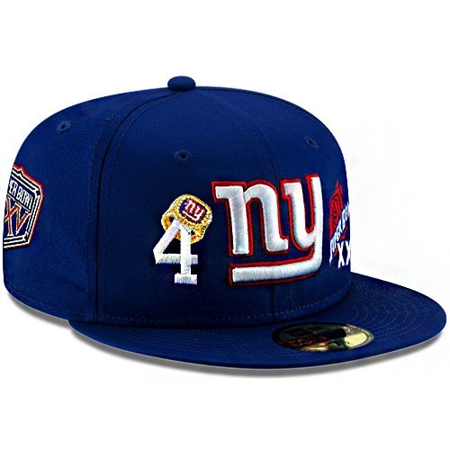 New Era New York Giants Fitted Hat NFL 4X Super Bowl Champion Ring Patches Cap