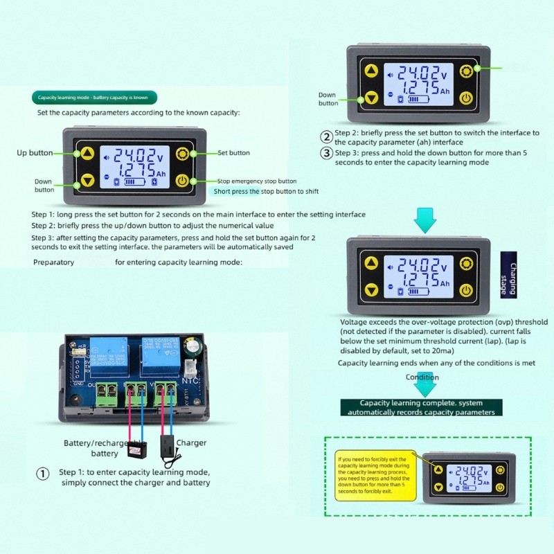 MultiPurpose 10A Battery Capacity Tester Wide Voltages Ranges Safety Features