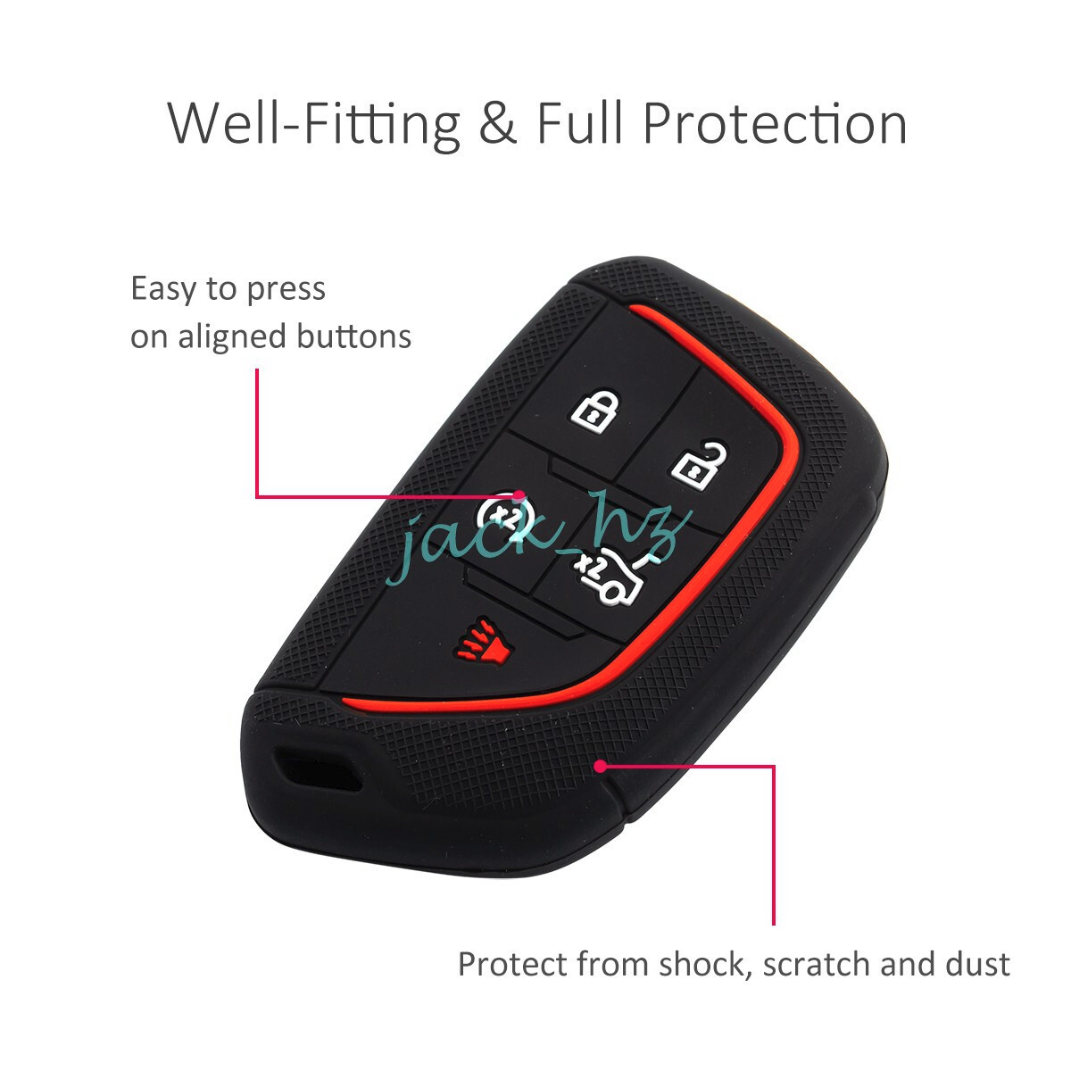 Silica Gel 5 Button Key Fob Case Cover For 2020-2025 Cadillac XT4 CT4 CT5 Lyriq
