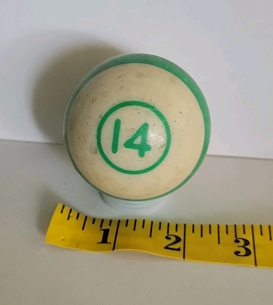 Vintage No. 14 Striped Green White Pool Ball Billiard 2" Replacement (Q)