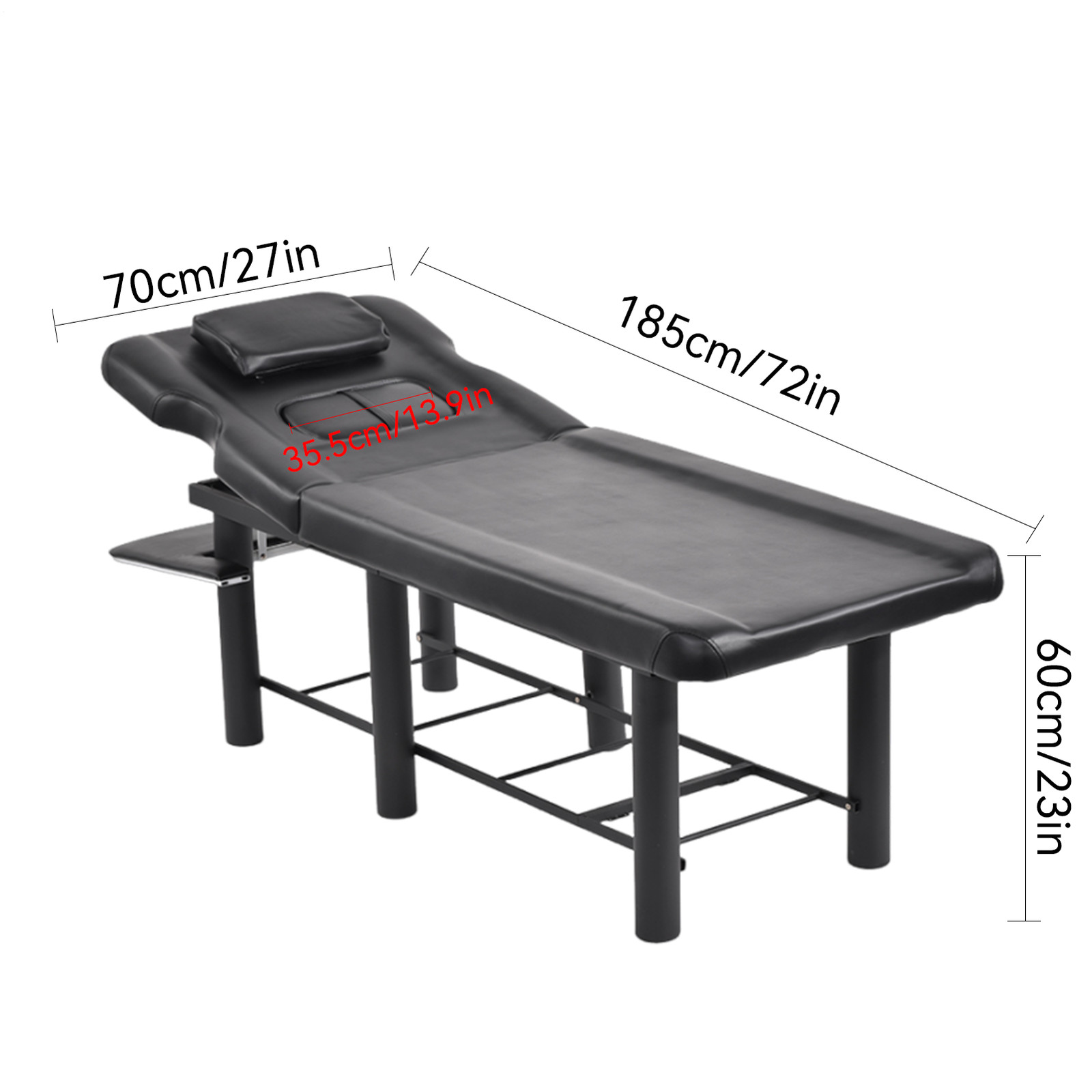 185cm Professional Stationary Massage Table with Backrest for Treatment Table