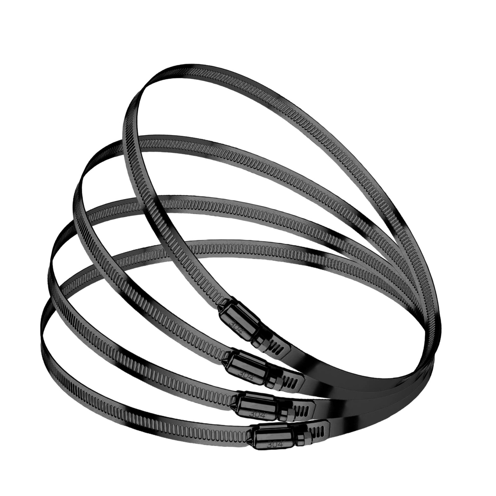 4Pcs Black Hose Clamp,5-6 Inch(130-152Mm)304 Hose Clamps Stainless Steel Adjusta