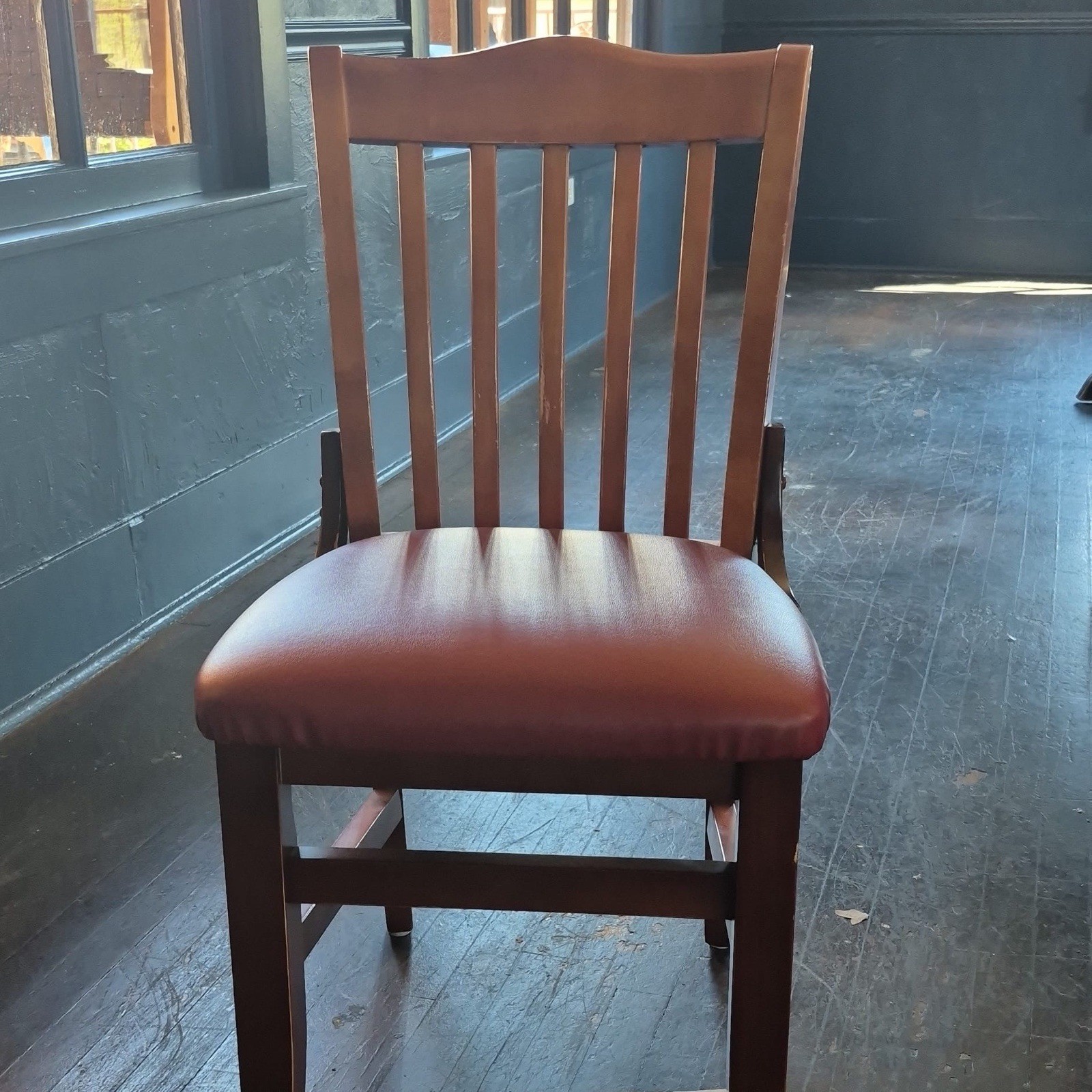 Grand Rapids Chair Company Traditional Wood Dining Chair Faux Leather Seat
