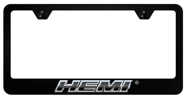 Mopar HEMI Chrome Logo Black Polycarbonate License Plate Frame Official Licensed
