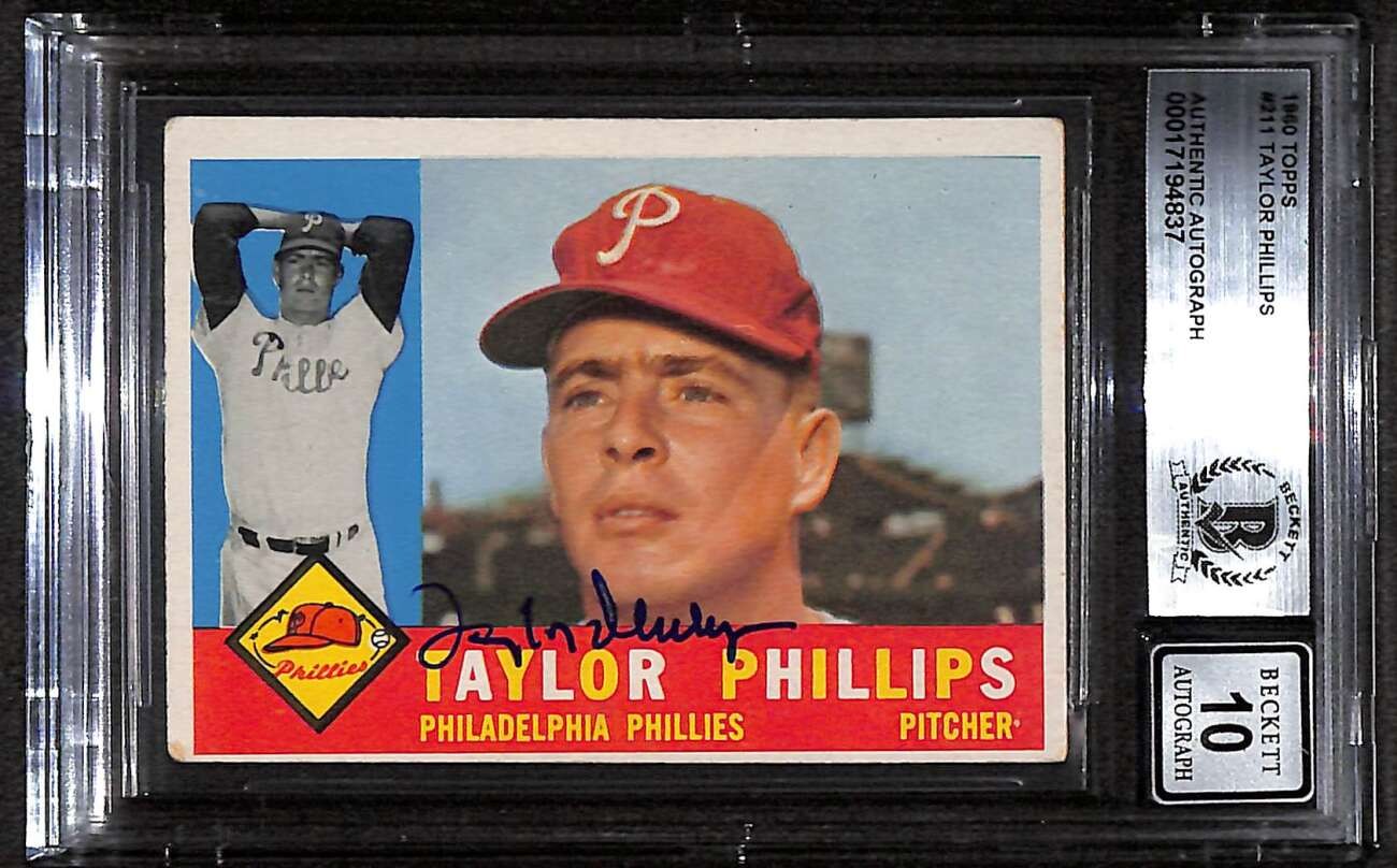 1960 Topps 211 Taylor Phillips  BGS Auto 10 Autographed BVG Authentic C92769