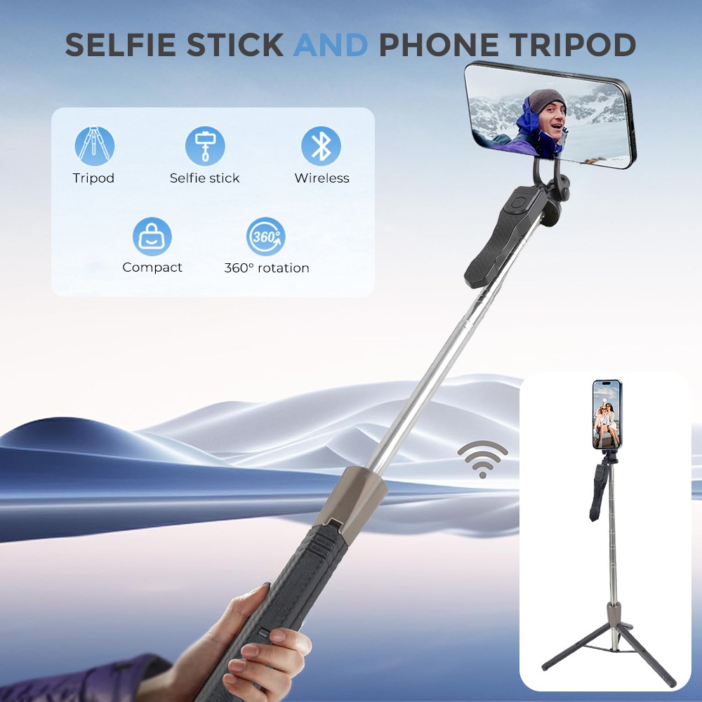 67in Magnetic Phone Tripod & Selfie Stick Extendable w/Remote for iPhone/Android