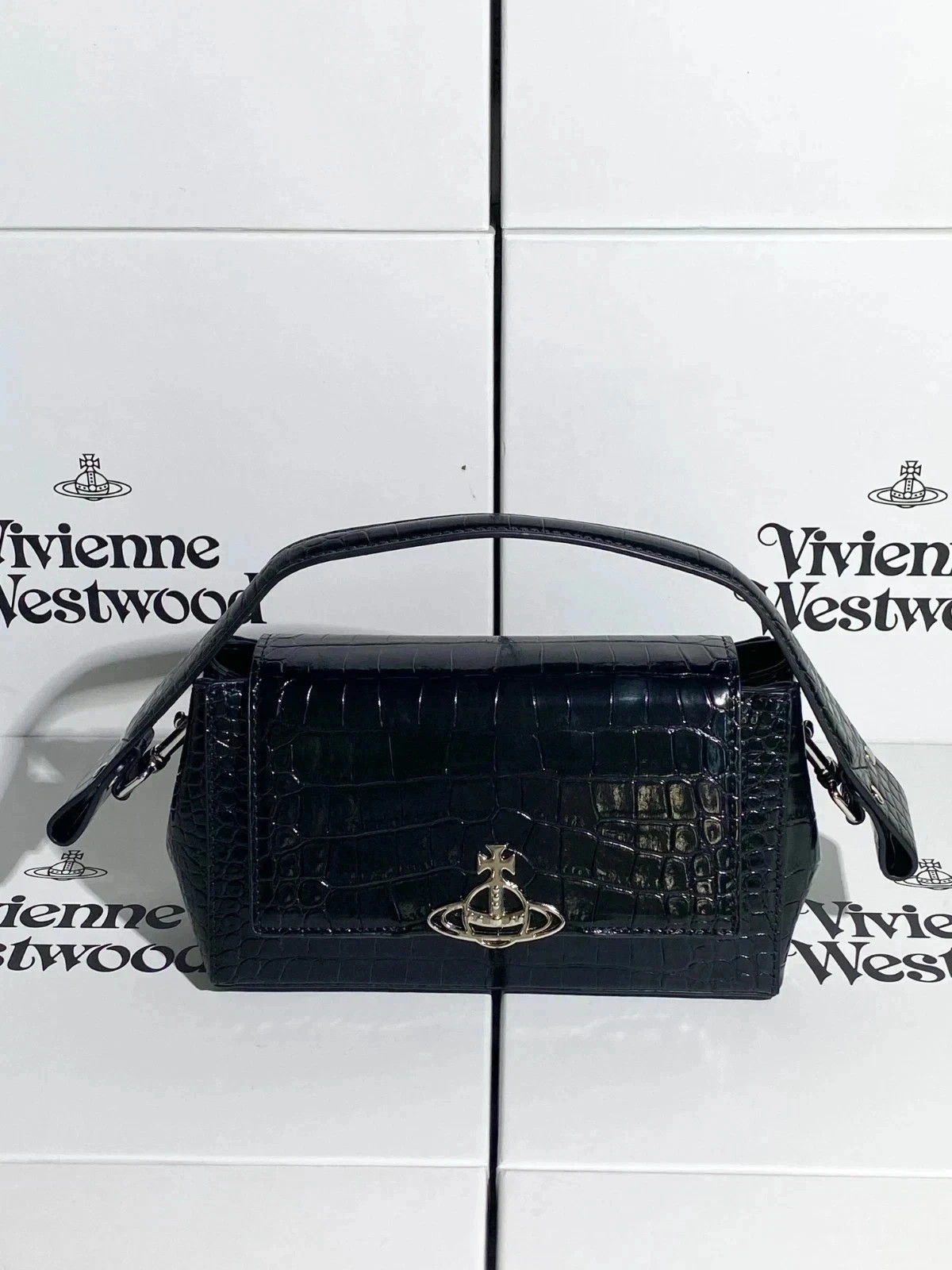 New Vivienne Westwood Hazel Black Crocodile Pattern outlet JPN