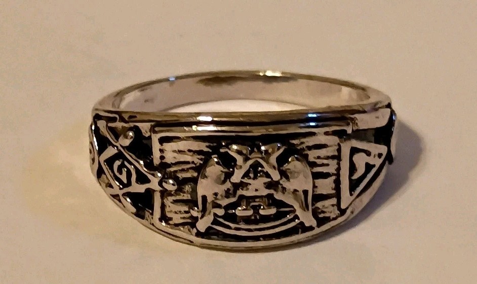 Silver Masonic Ring SIZE 8 Master Mason Scottish Rite 32° Freemason DBL Eagle