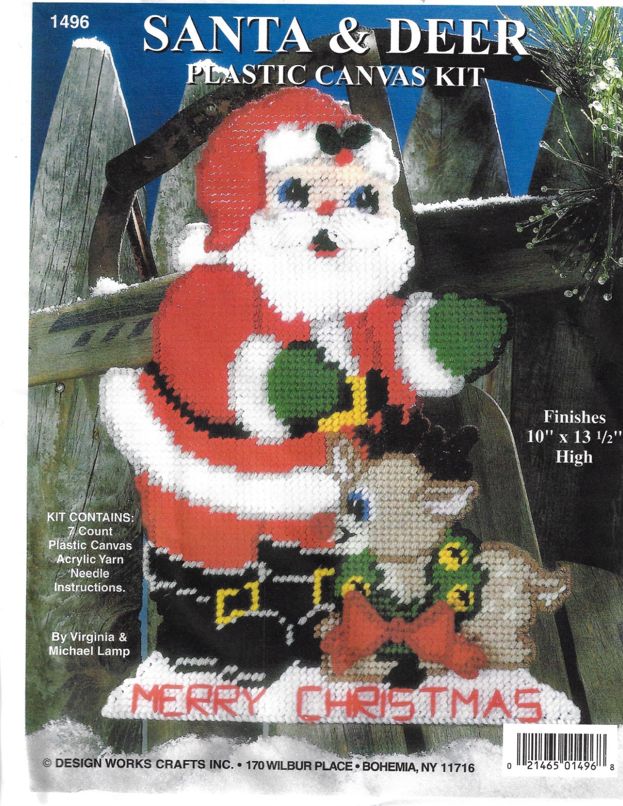 SANTA & DEER  WALL HANGING  plastic canvas  PATTERN (#TF0540)
