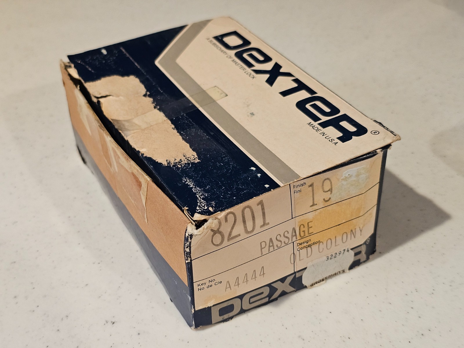 Vintage 8201 DEXTER Dexlock Passage Door Knob Old Colony 19 Black Finish NOS