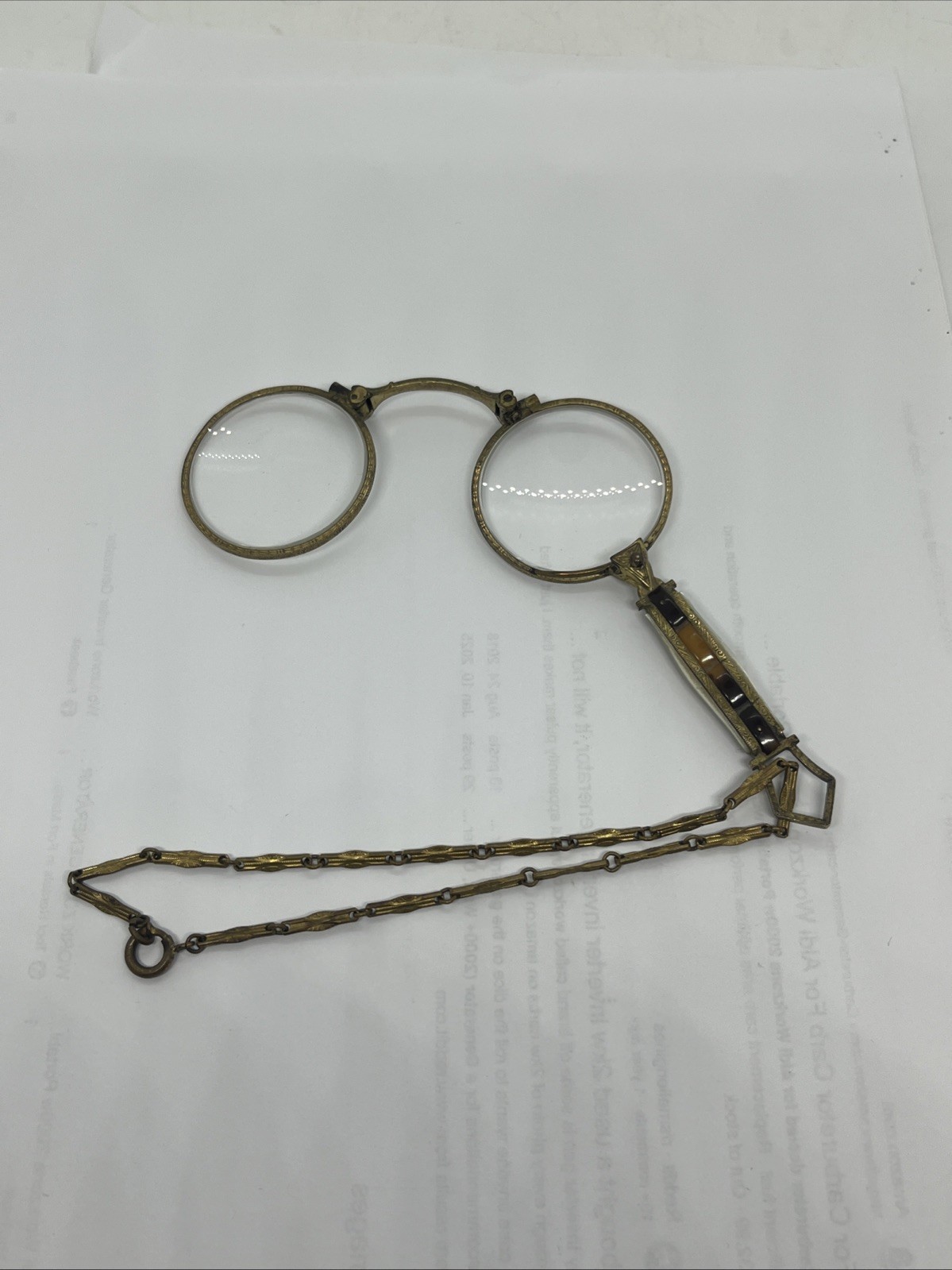 Art Unger ArtNouveau Ladies Gilded Lorgnette Folding Opera Glasses