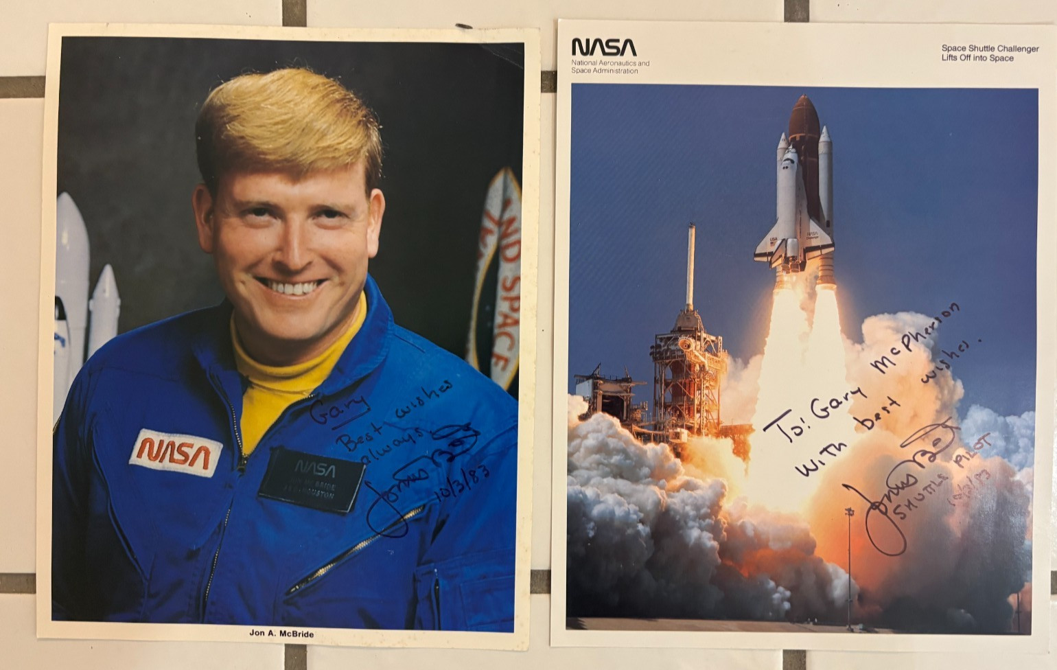 Vintage  1984 STS-41-G NASA Shuttle CHALLENGER SIGNED Pilot Jon McBride Photos