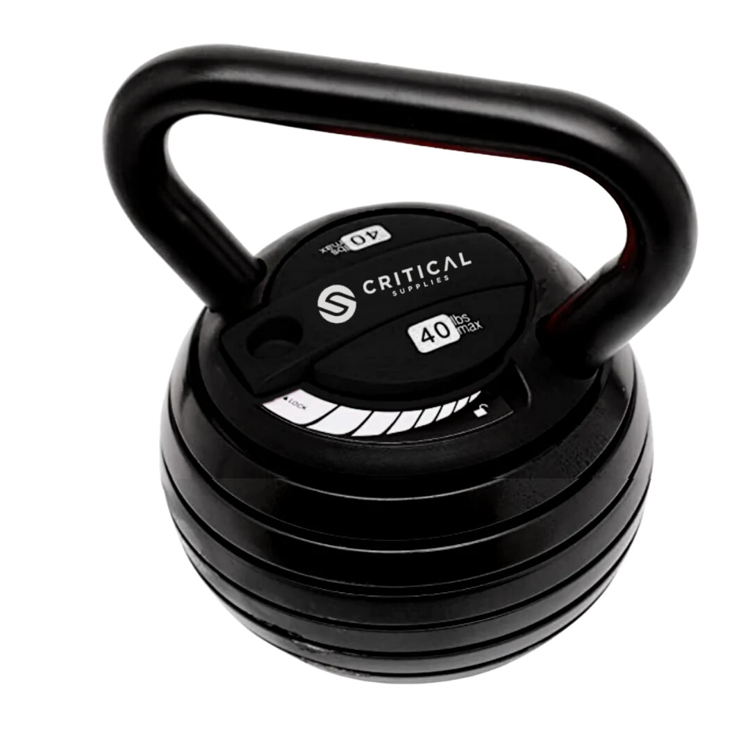 Critical Supplie 40-lb Adjustable Kettlebell - Black