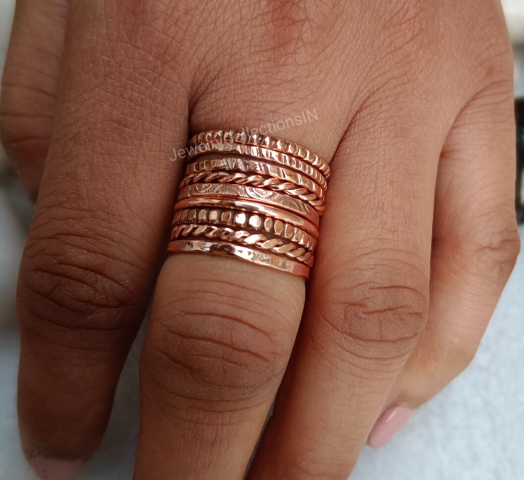 Pure Copper Stacking Ring Set Of 9 Rings Pure Copper Copper Stacking Ring B262