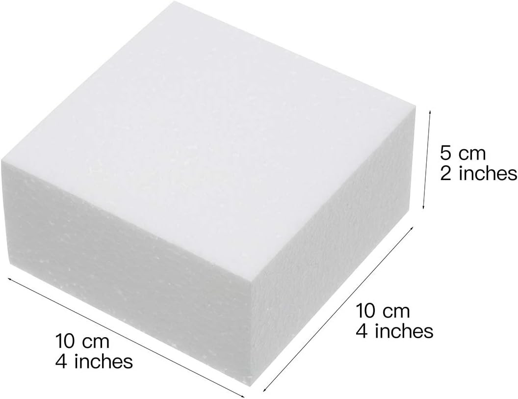 4X4X2 Inch Craft Foam Blocks 12 Pack Polystyrene Foam Square Blocks for School A