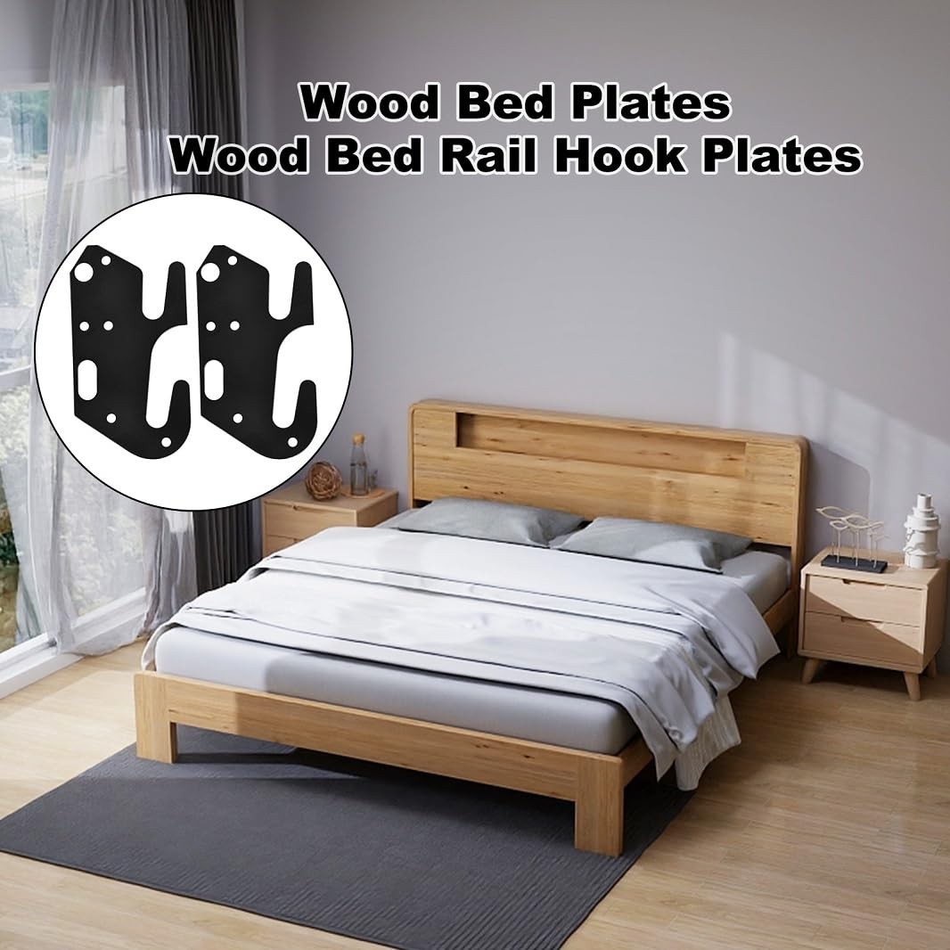 Black Painted Universal Steel Floor Mount Bed Support Hook Plates 4 PCS