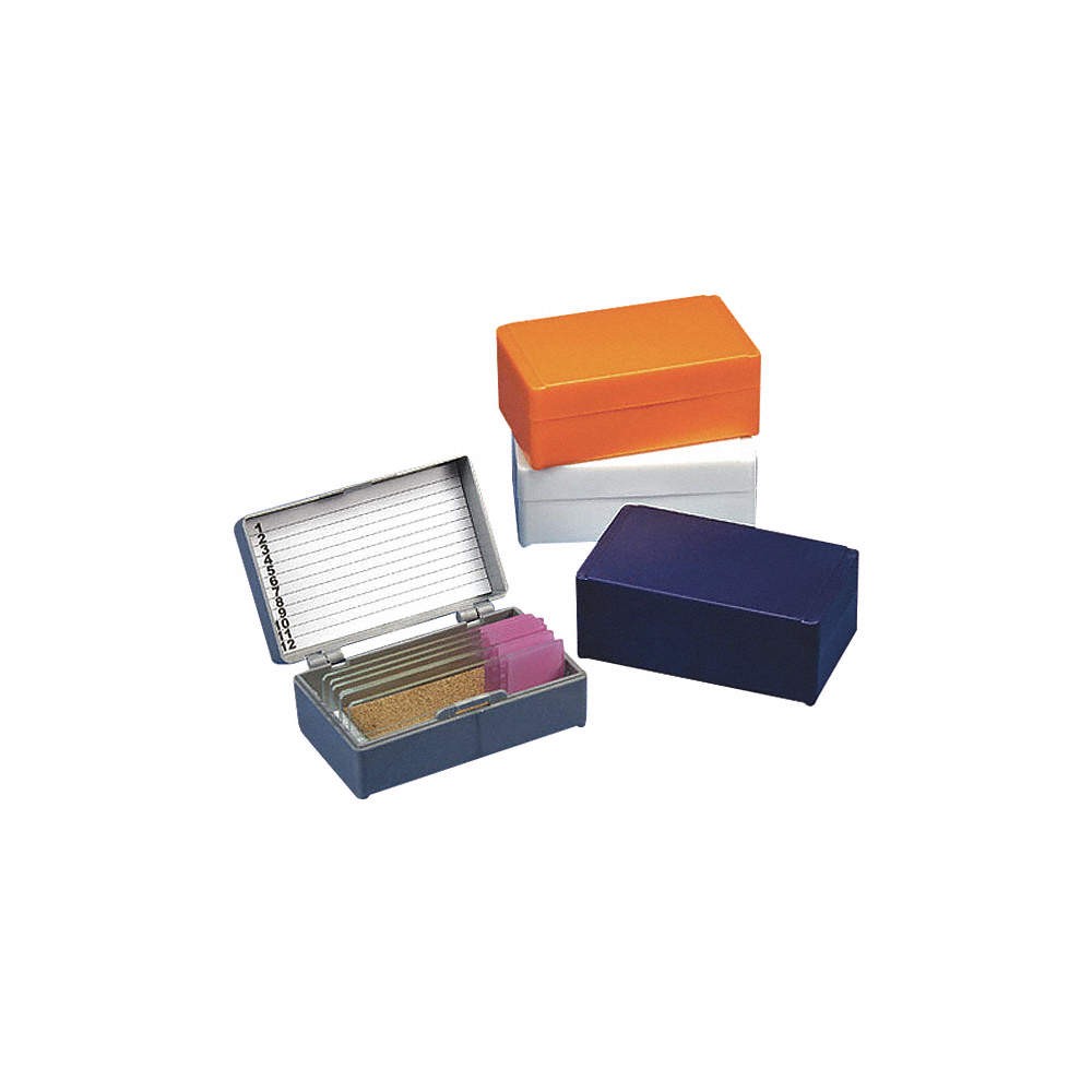 GLOBE SCIENTIFIC 513072B Microscope Slide Box,Blue 55FH49