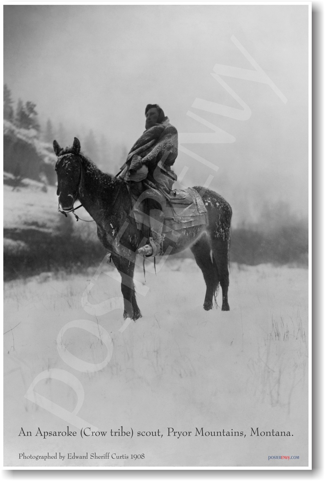 Crow Tribe Scout on Horseback - NEW School Classroom Social Studies POSTER