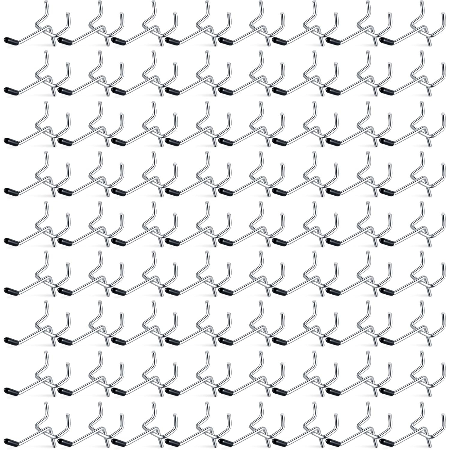 100 Pcs Pegboard Hooks Peg Board Organizer Accessories Holders Hanging Stainless