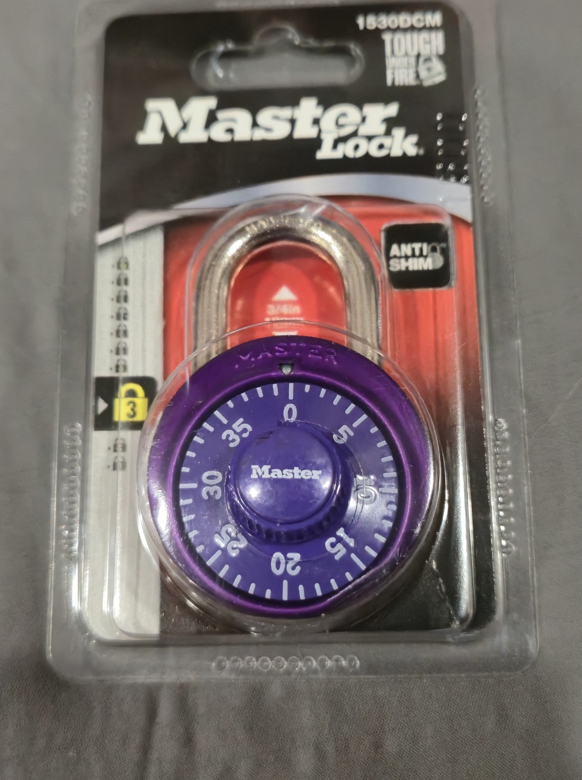 Master Lock 1530DCM Combination Padlock Purple 9/32" Shackle Not Resettable