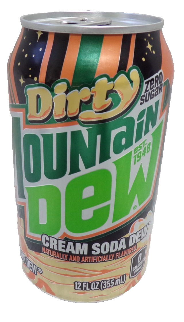 FULL DIRTY MOUNTAIN DEW CREAM SODA DEW ZERO SUGAR 12 OUNCE CAN NEWEST FLAVOR
