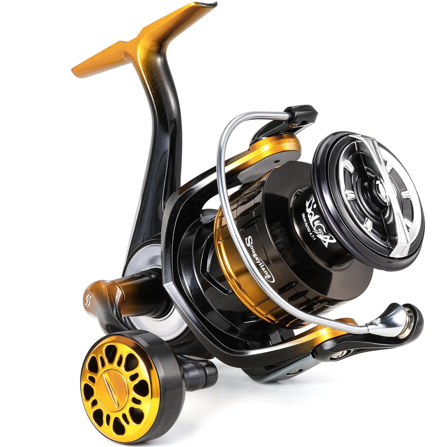 Sougayilang Spinning Reel,5.0:1/4.7:1 Gear Ratio Fishing Reel,Stainless Steel...