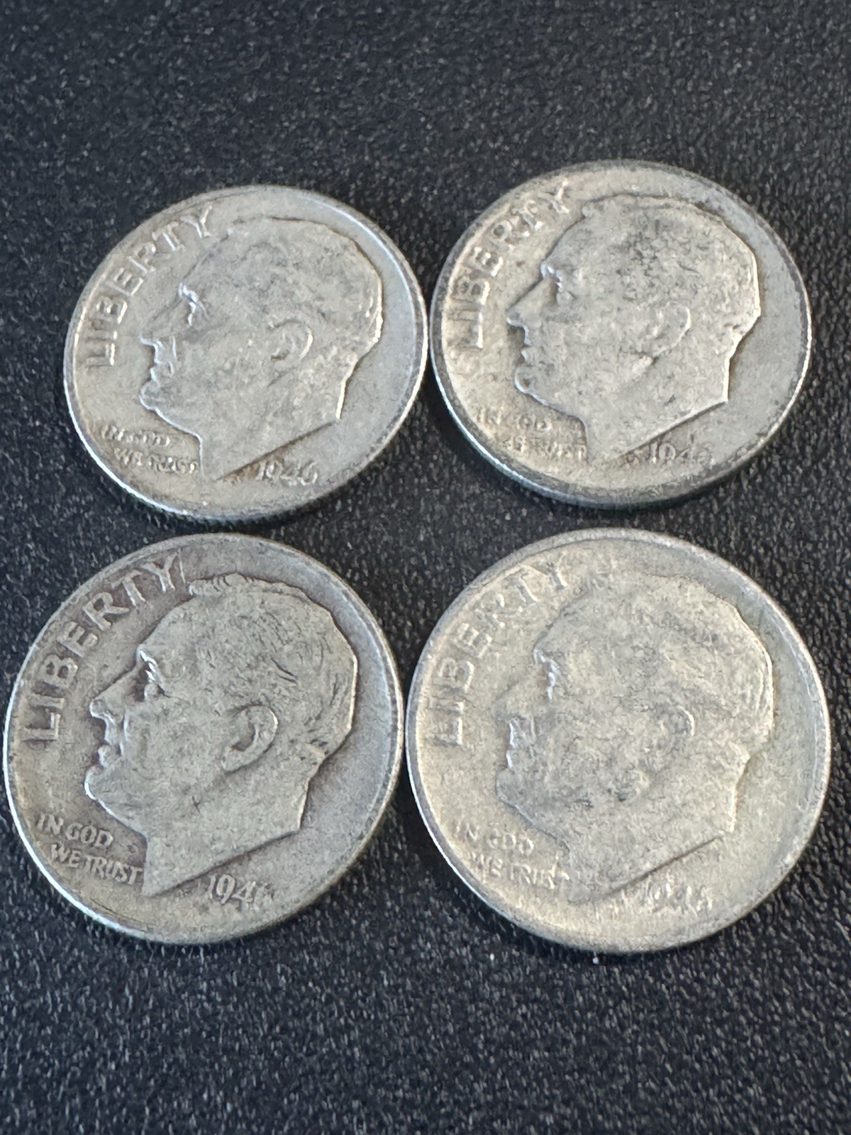 Lot Of 4- 1946  Roosevelt Dimes 90% Silver - 0.0723 Troy Ounces Of Silver Ea