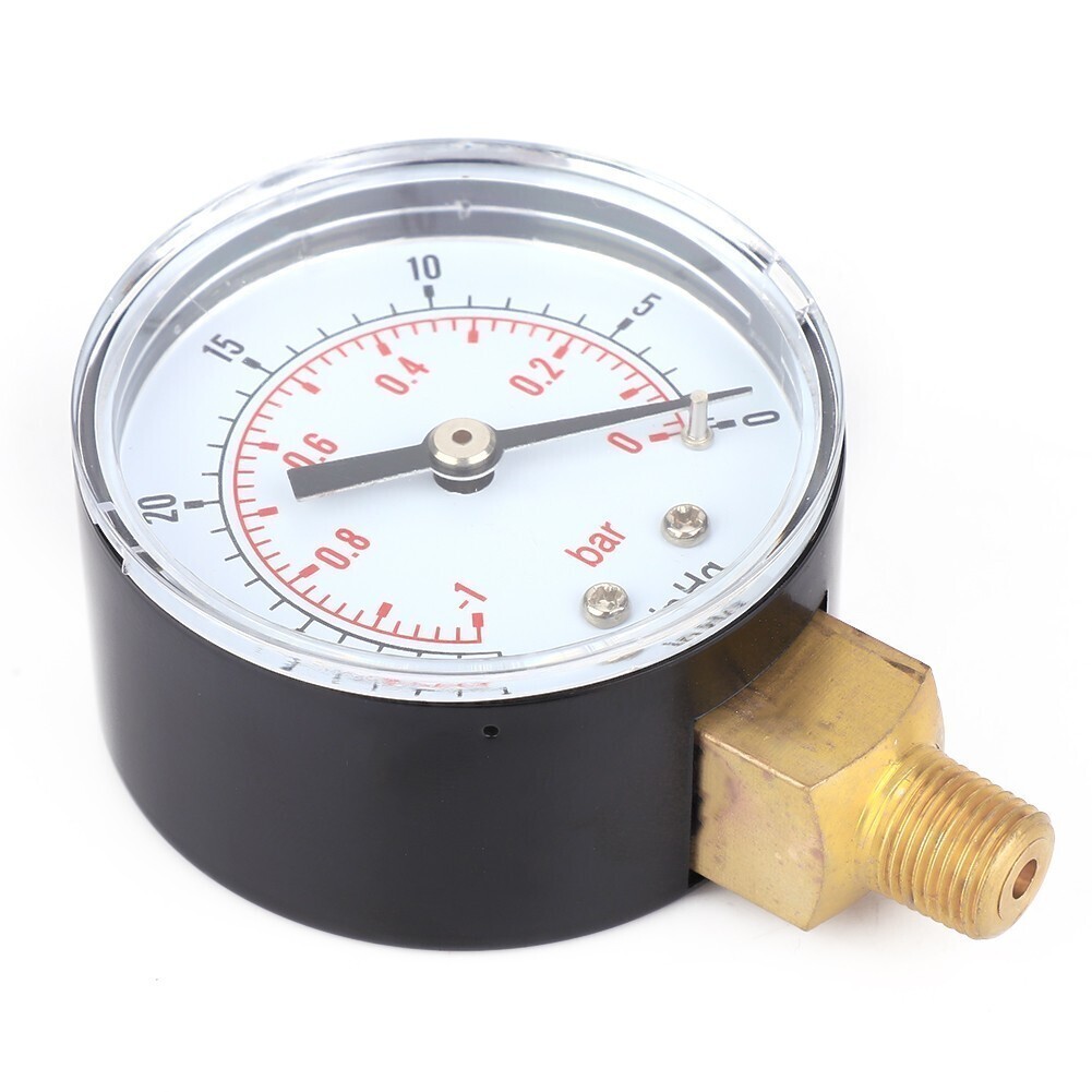 Vacuum Gauge -1-0Bar -30-0inHg 50mm 1/8 BSPT Bottom Connection for Air Water Oil
