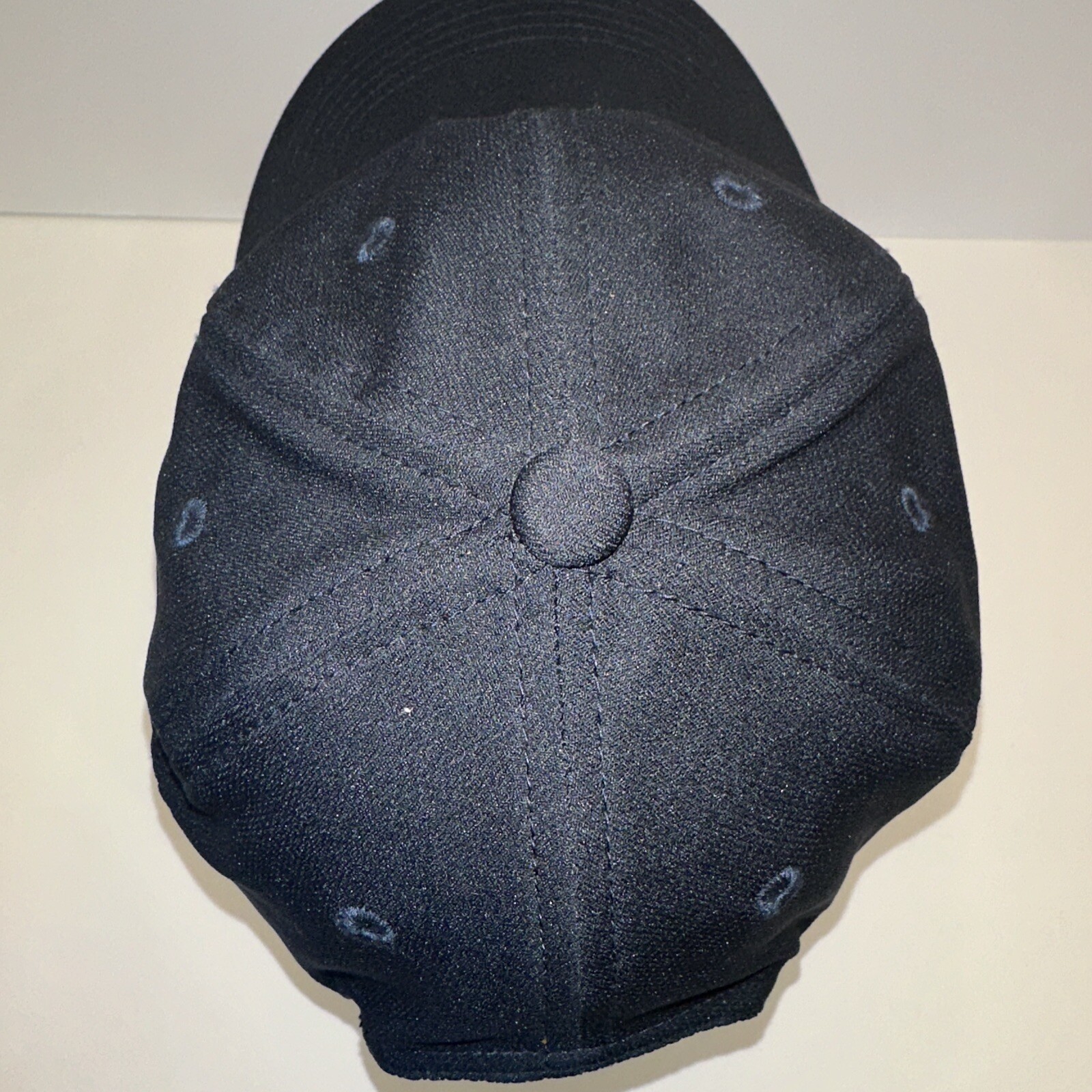 O Hub Black with White Logo Hat Cap White Bill Edge Hook Loop EUC