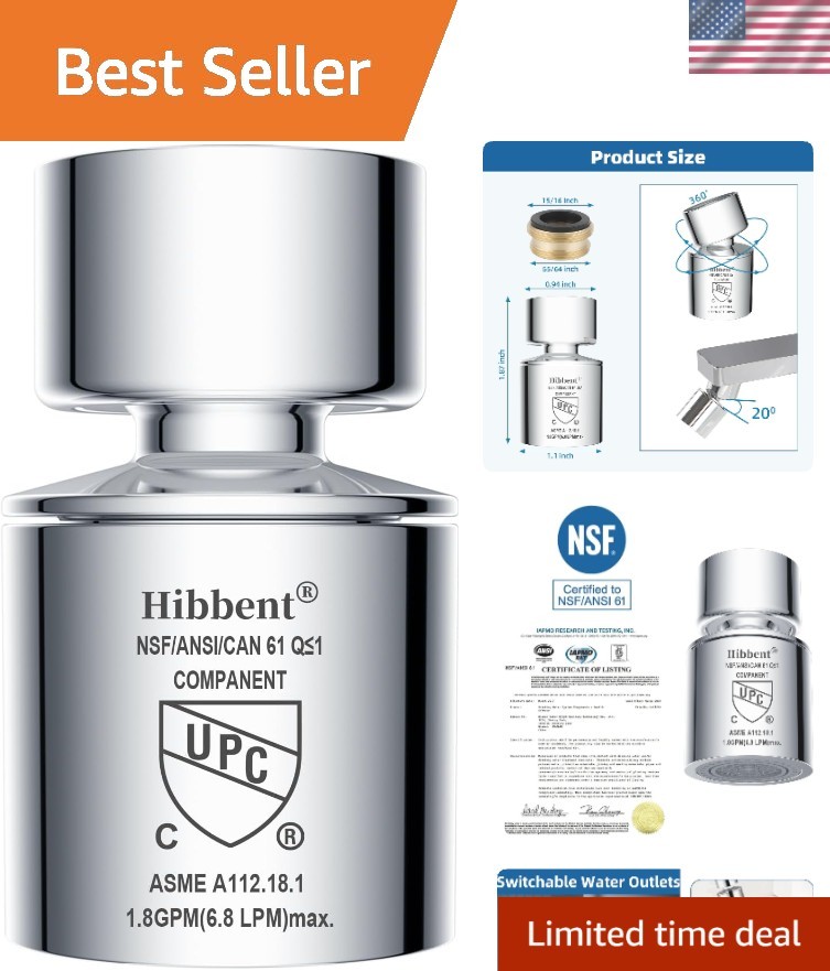 CUPC Certified Chrome Kitchen Faucet Aerator - Easy Install & Water Efficient