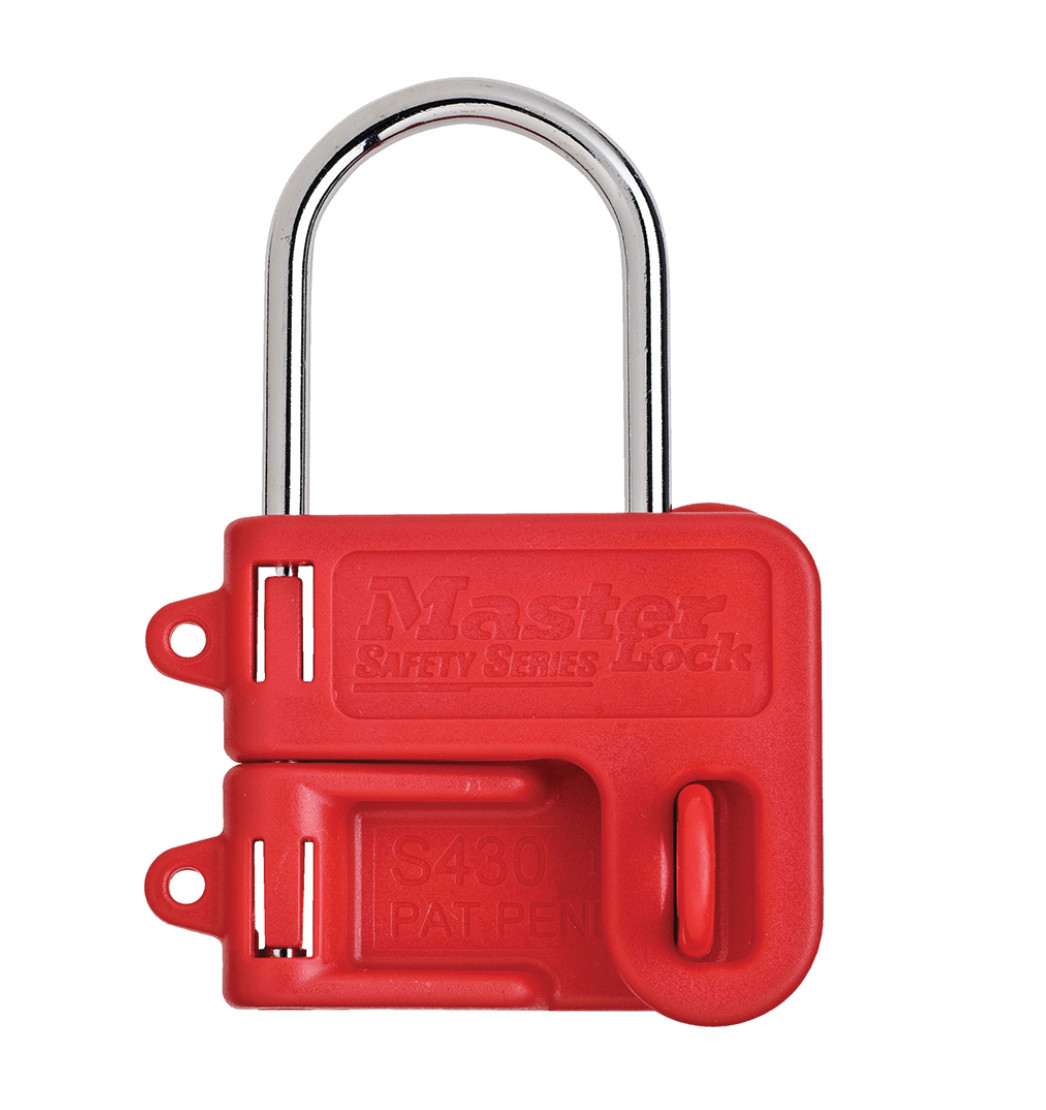 Master Lock S430 Lockout Hasp With Red Plastic Handle, 9/32 in Diameter